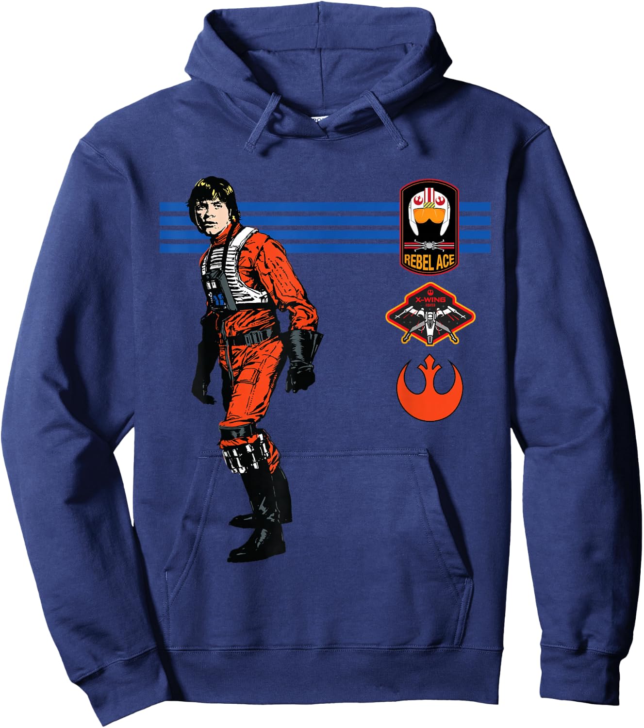 Star Wars Luke Skywalker X-Wing Rebel Pilot Retro Hoodie - Hoodie | Navy