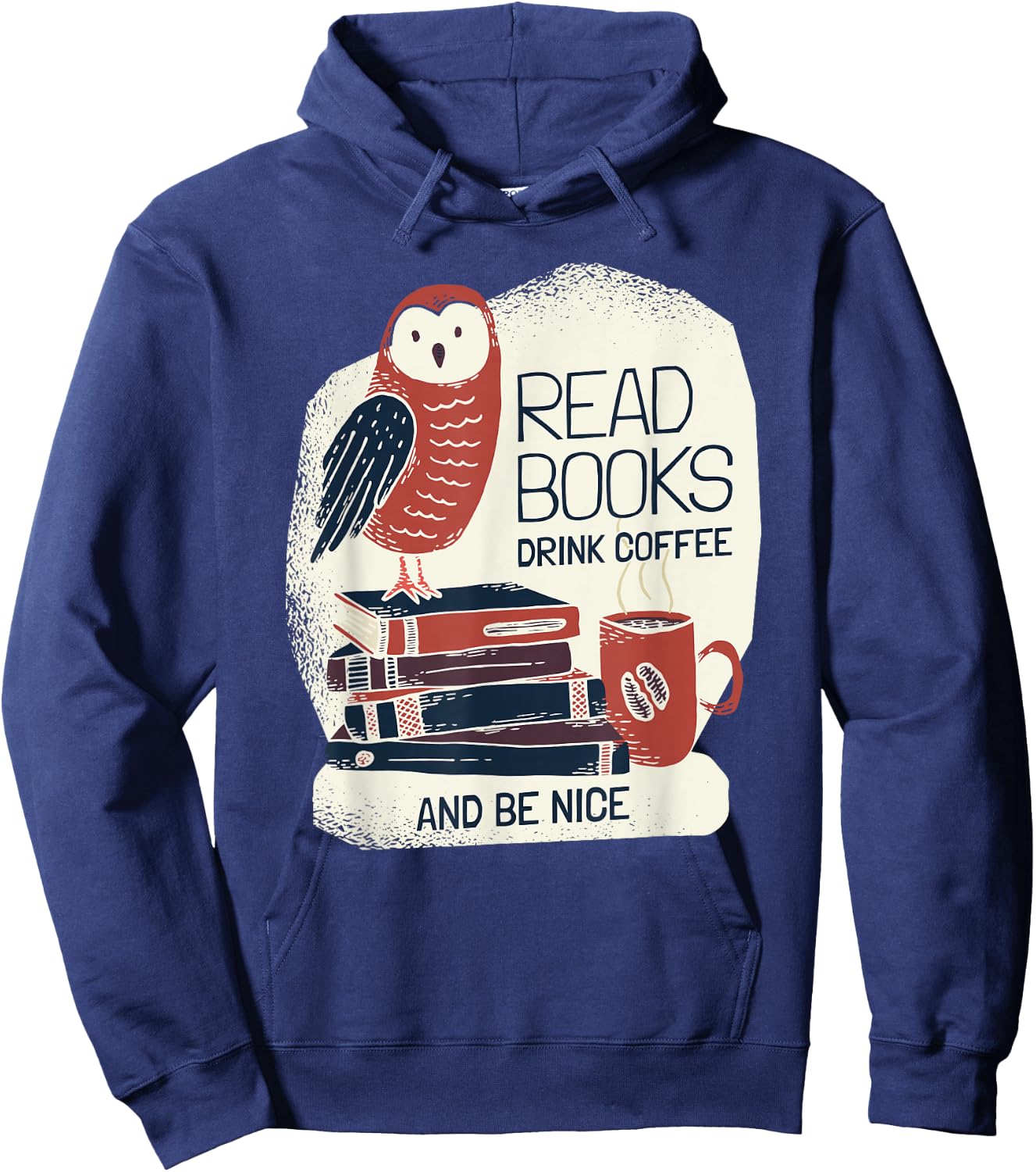 Book-Lover - Coffee Books Owl - Bookworm Hoodie - Hoodie | Navy
