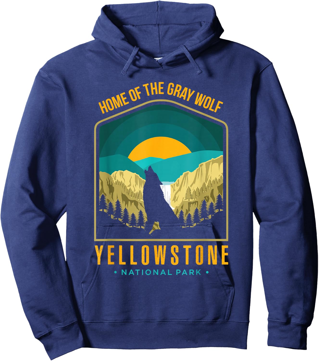 Yellowstone US National Park Wolf Wolves Lover Vintage Gift Hoodie - Hoodie | Navy