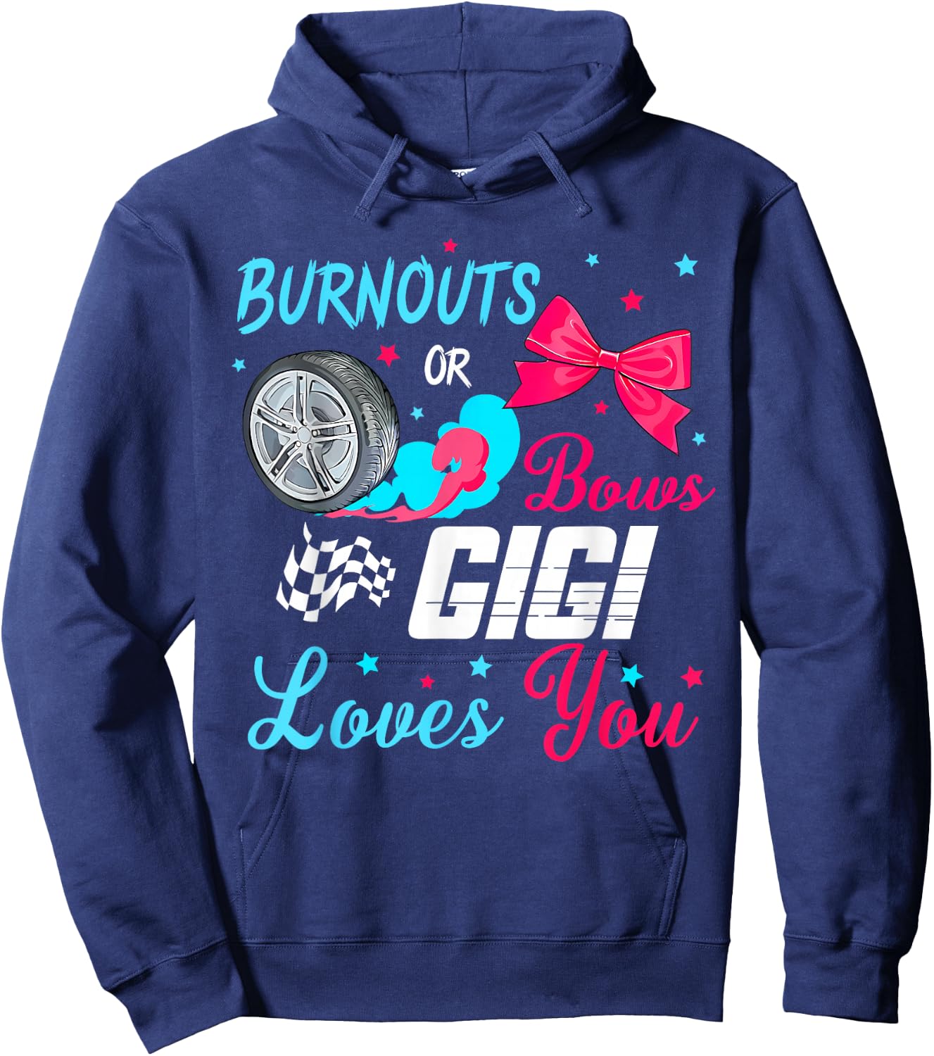 Burnouts or Bows Gender Reveal Party Idea Racing Gigi Hoodie - Hoodie | Navy