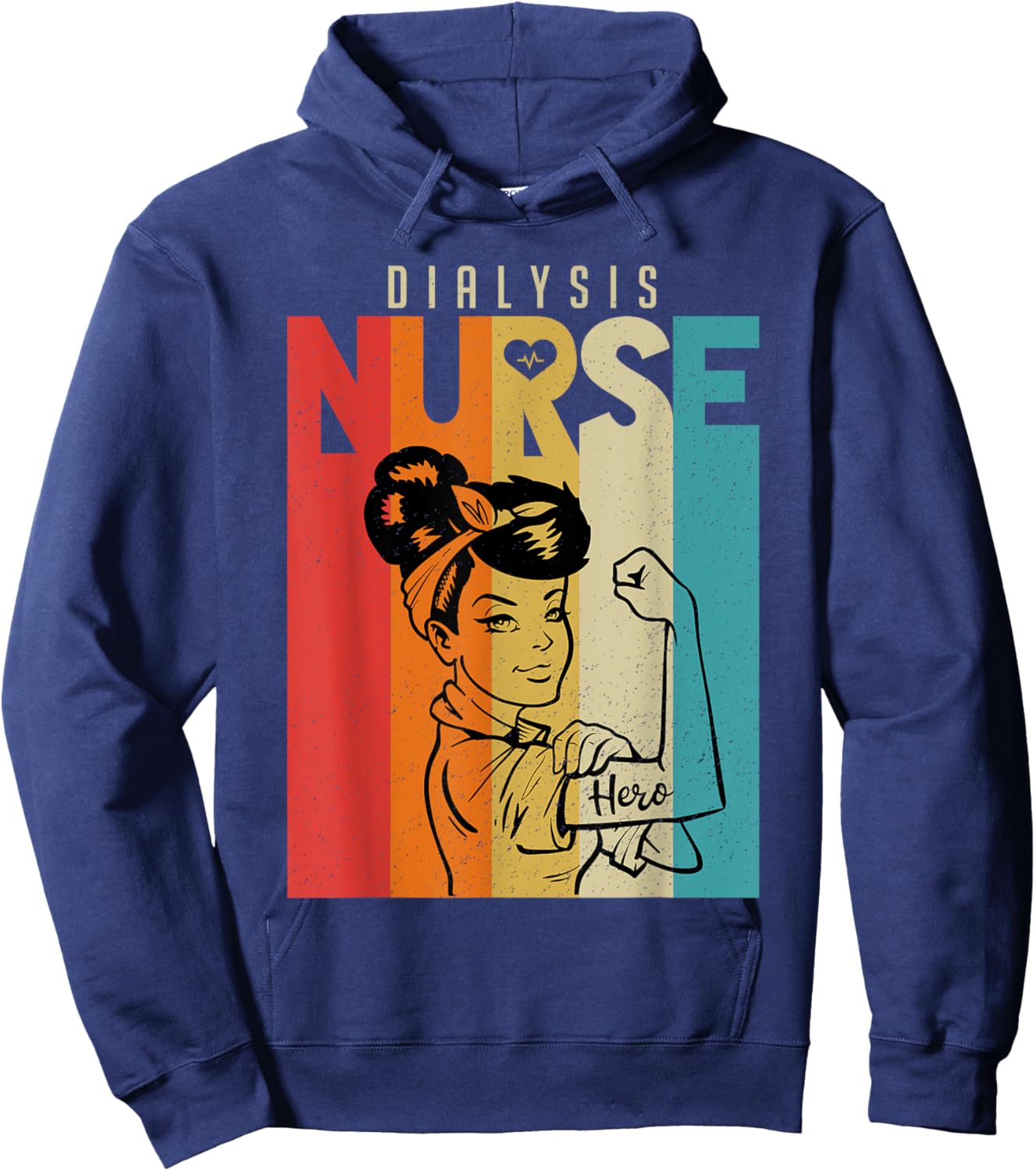 Vintage Rosie The Riveter Dialysis Nurse Hoodie - Hoodie | Navy