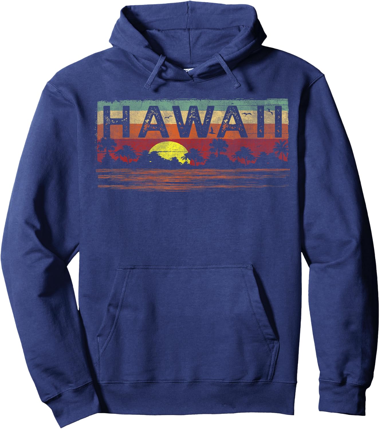 Vintage Tropical Hawaii T Shirt - Hawaiian T Shirt Hoodie - Hoodie | Navy