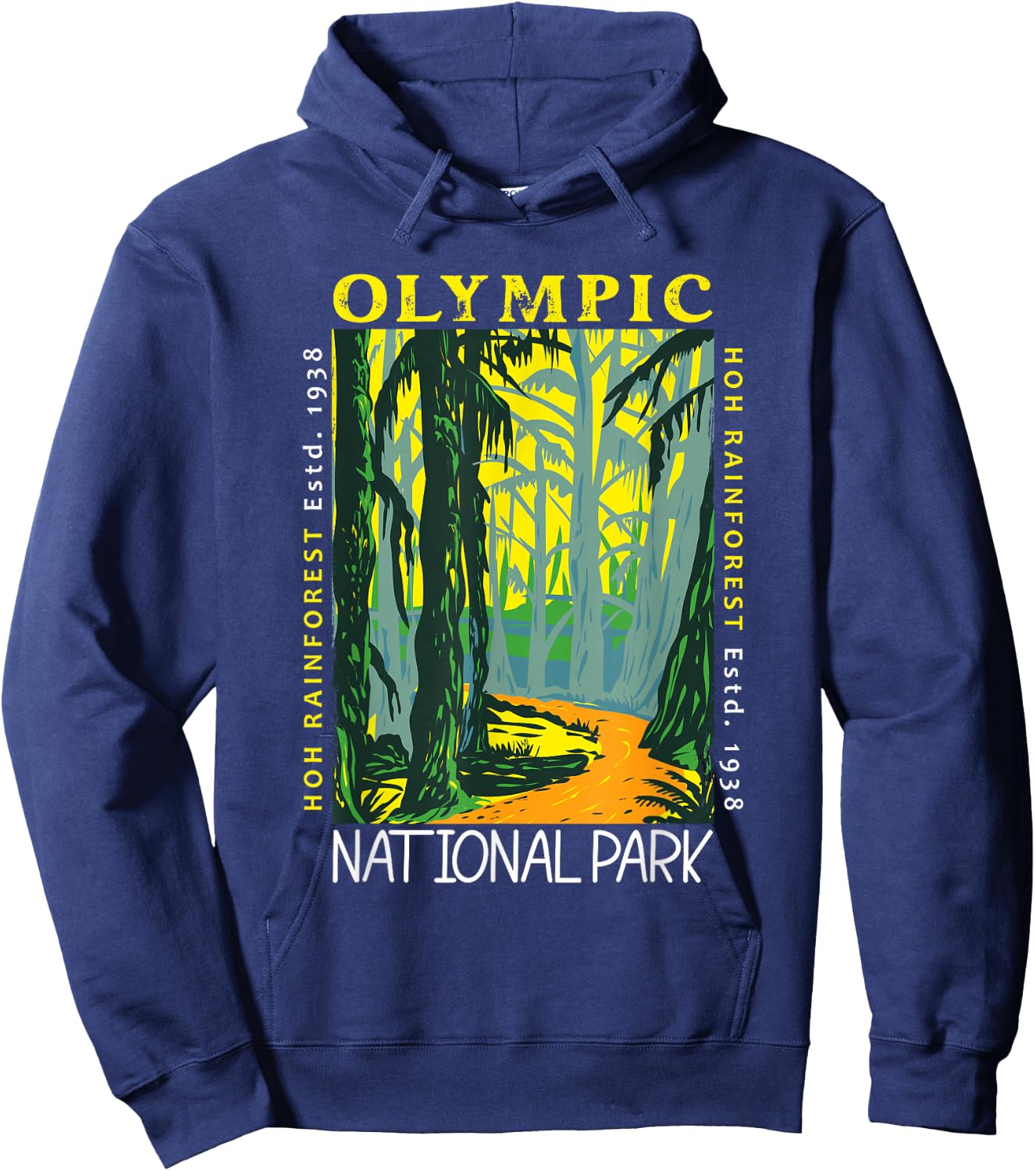 Hoh Rainforest Washington National Park Vintage Hoodie - Hoodie | Navy