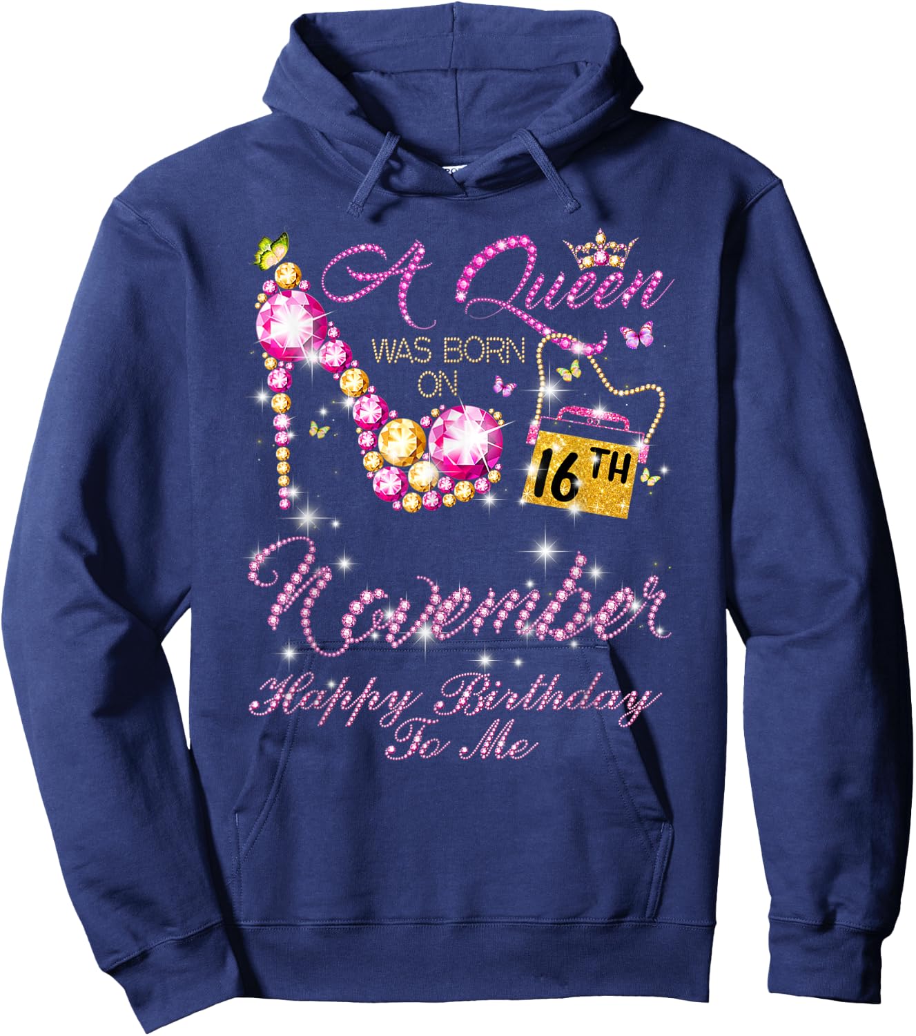 A Queen Was Born In November, November 16th Birthday Hoodie - Hoodie | Navy