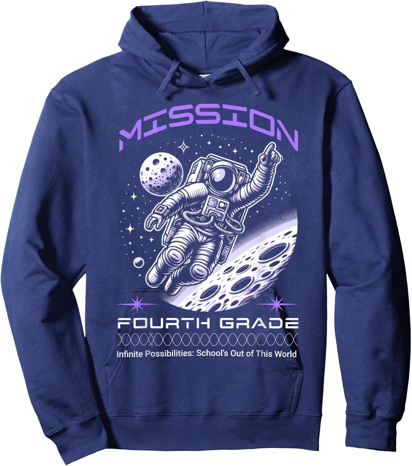 Fourth Grade Back To School Space Rocket Astronaut Hoodie - Hoodie | Navy