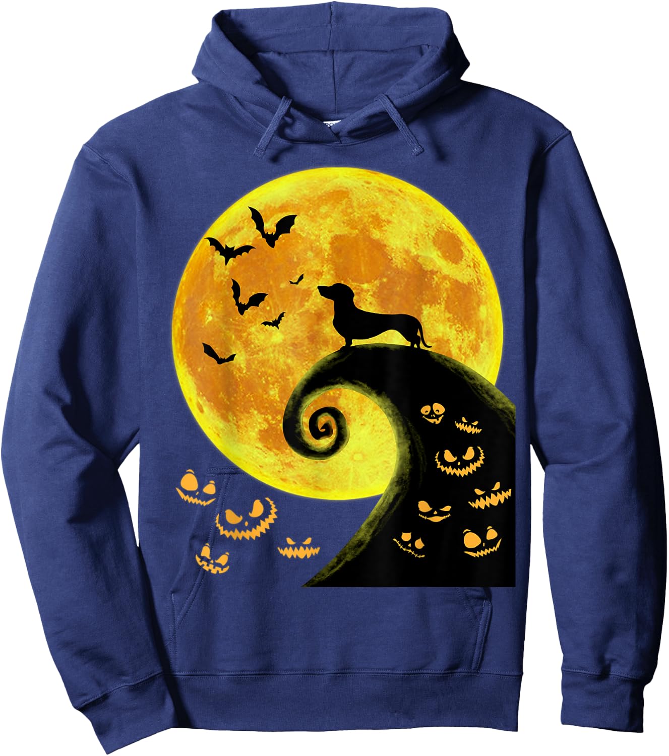 Funny Dachsund And Moon Halloween Costume Weiner Dog Lover Hoodie - Hoodie | Navy