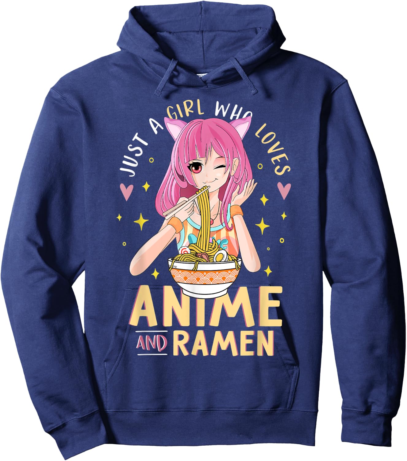 Just A Girl Who Loves Anime And Ramen Shirts For Teen Girls Hoodie - Hoodie | Navy