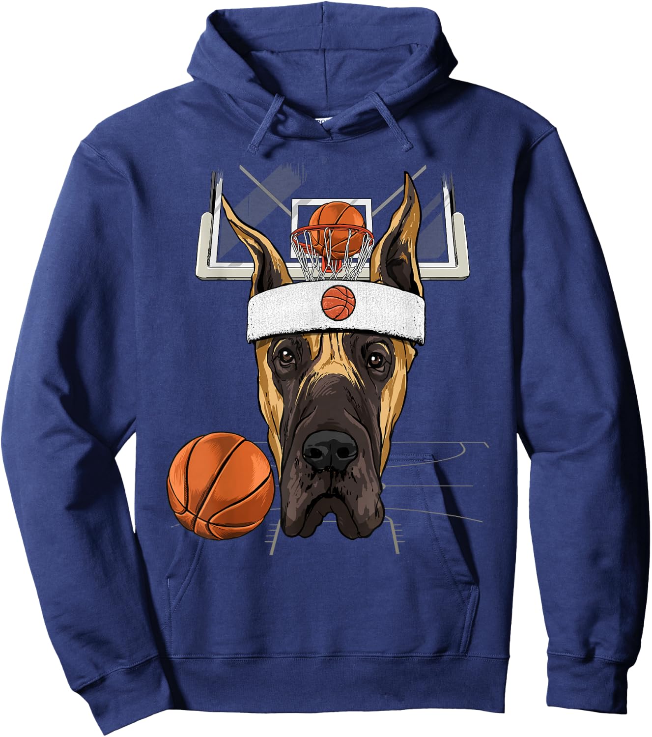 Great Dane Basketball Dog Lovers Basketball Player Hoodie - Hoodie | Navy