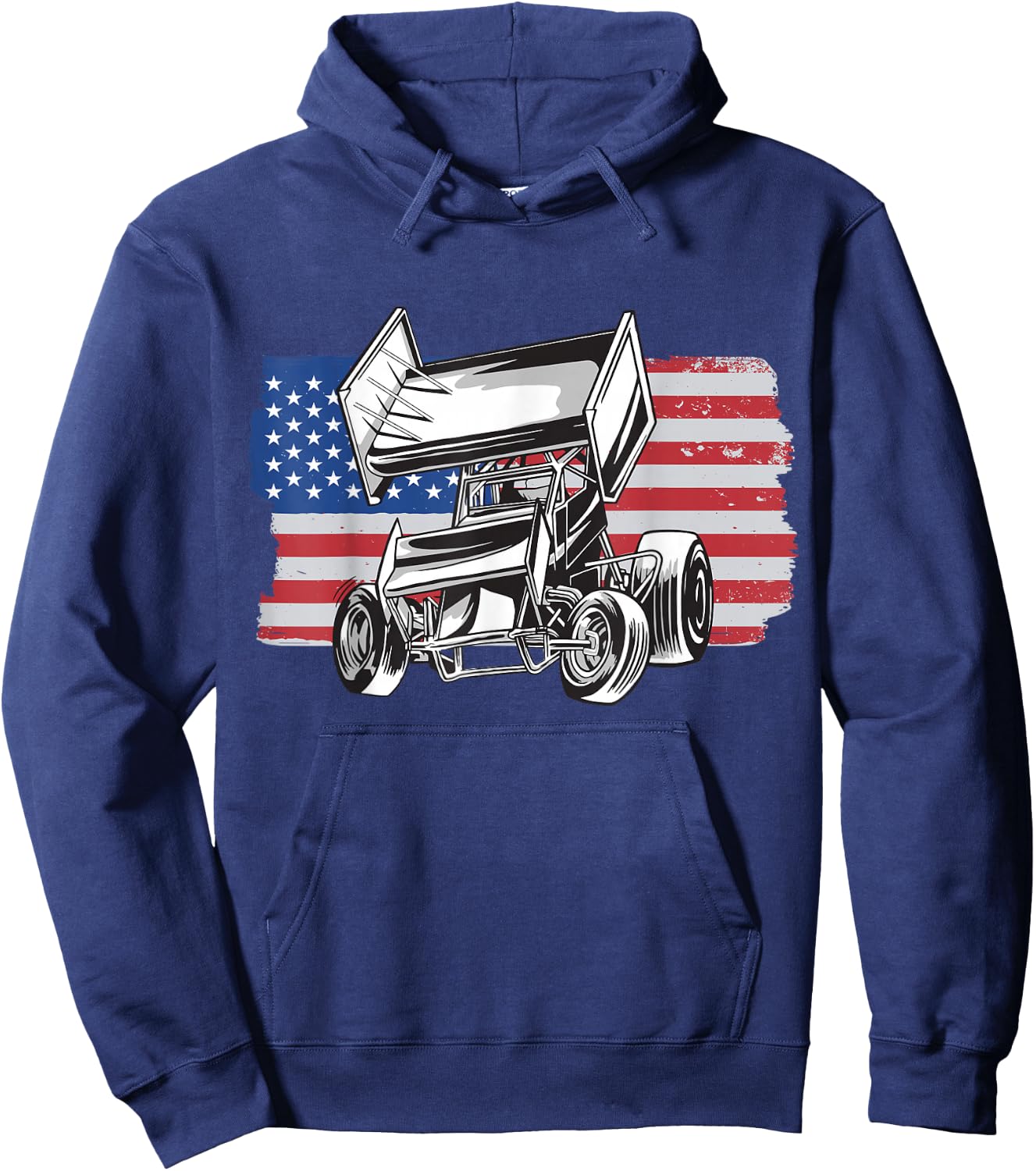 Sprint Car Racing USA Flag Hoodie - Hoodie | Navy