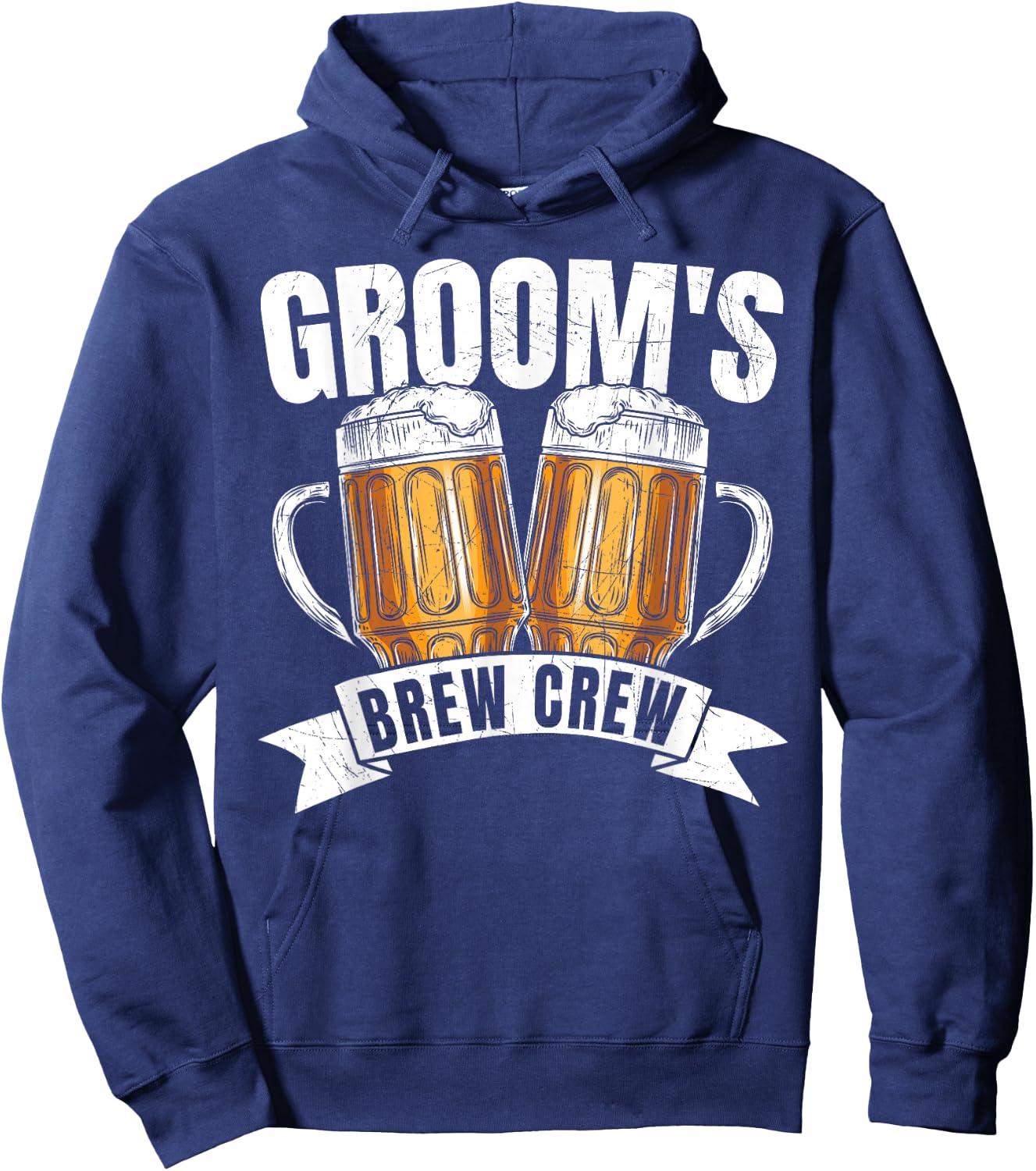 Groom's Brew Crew Funny Group Beer Drinking Team Hoodie - Hoodie | Navy