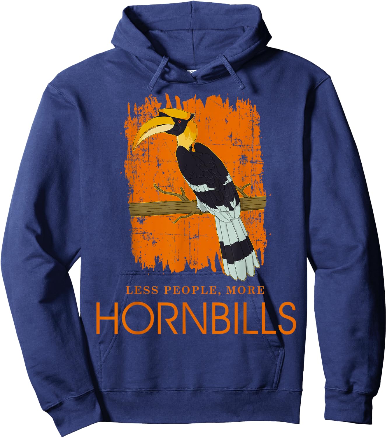 Less People Funny Ornithology Tropical Bird Hornbill Hoodie - Hoodie | Navy
