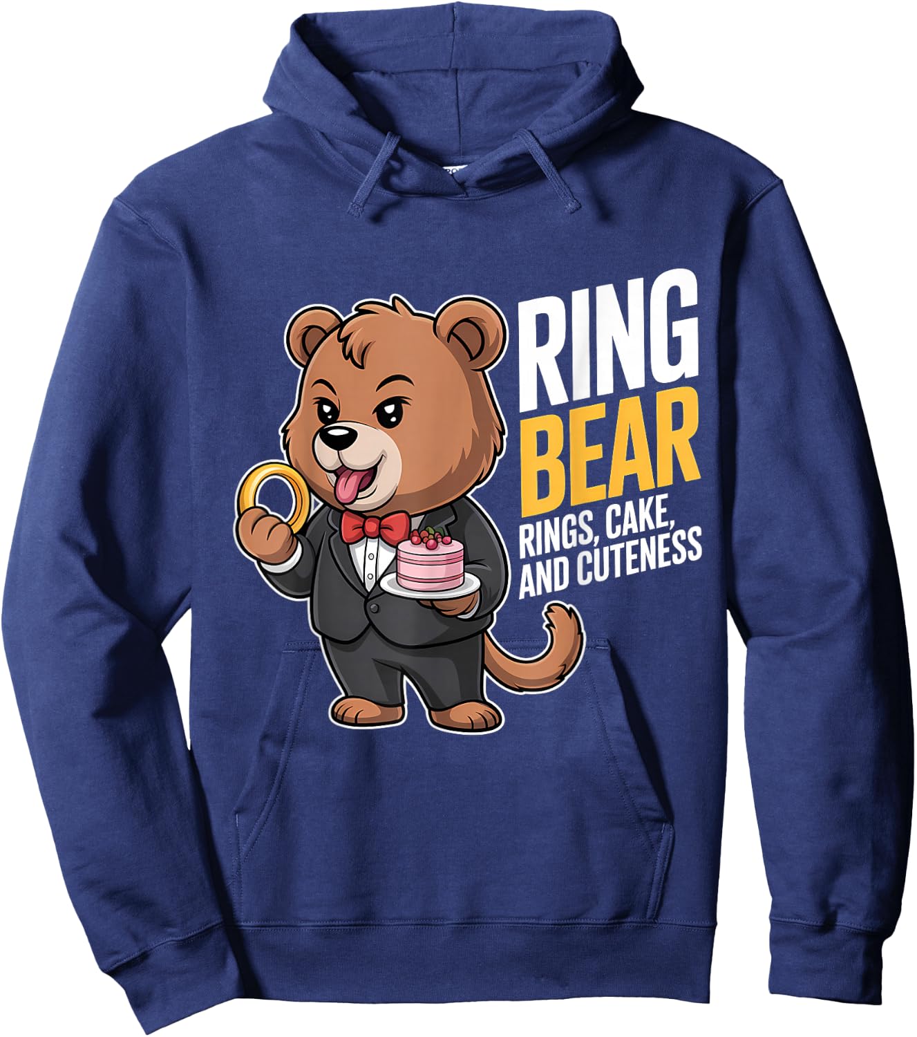 Ring Bearer Ring Security Funny Wedding Party Bear Ring Dude Hoodie - Hoodie | Navy