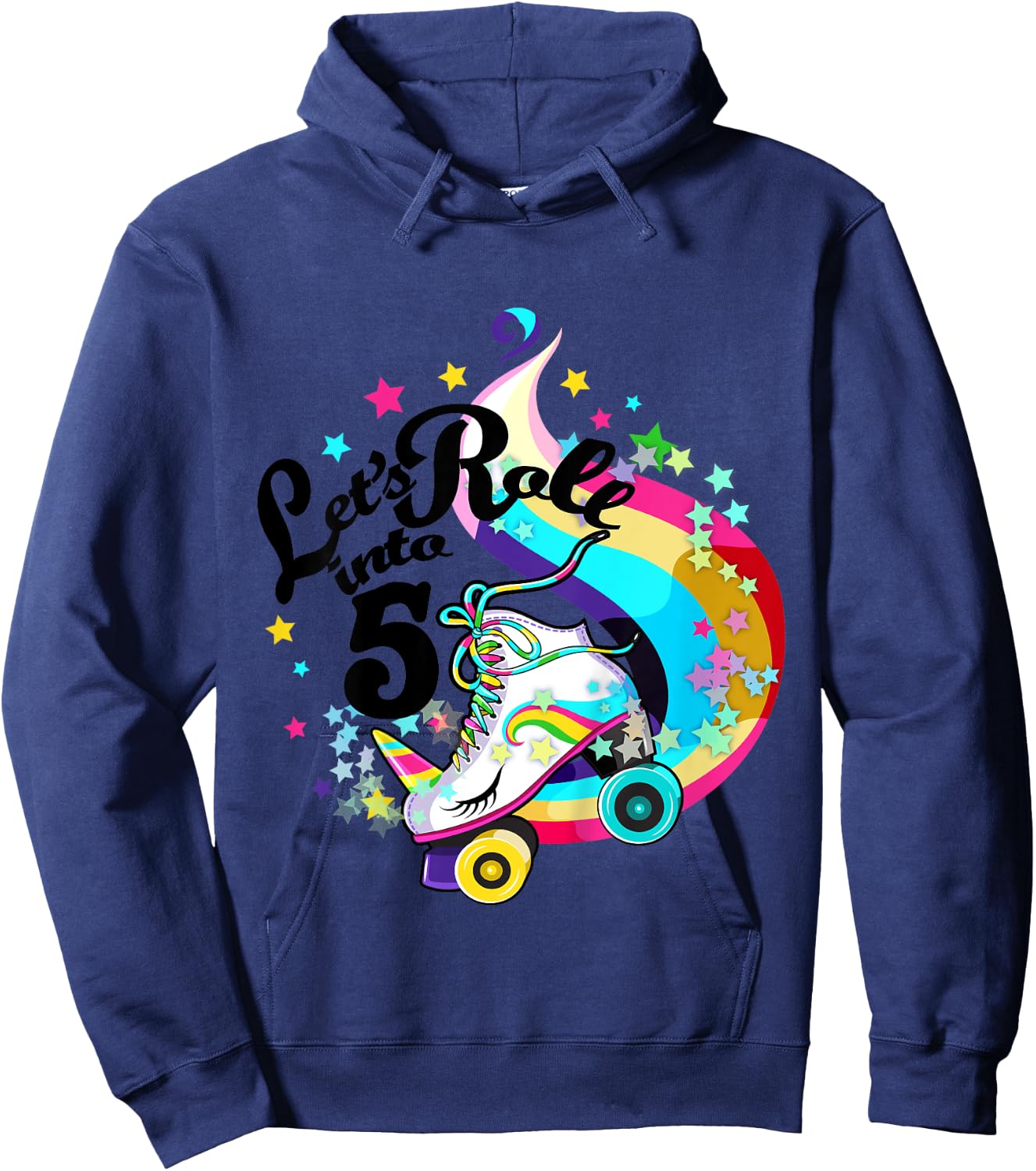 5 Year Old Birthday Shirt Girl Roller Skate Unicorn Outfit Hoodie - Hoodie | Navy