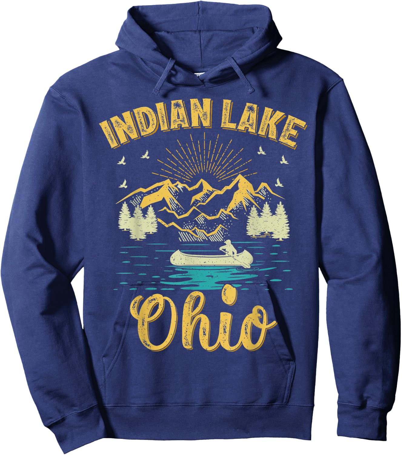 Summer Vacation Retro Mountain Ohio Indian Lake Men Women Kids Hoodie - Hoodie | Navy