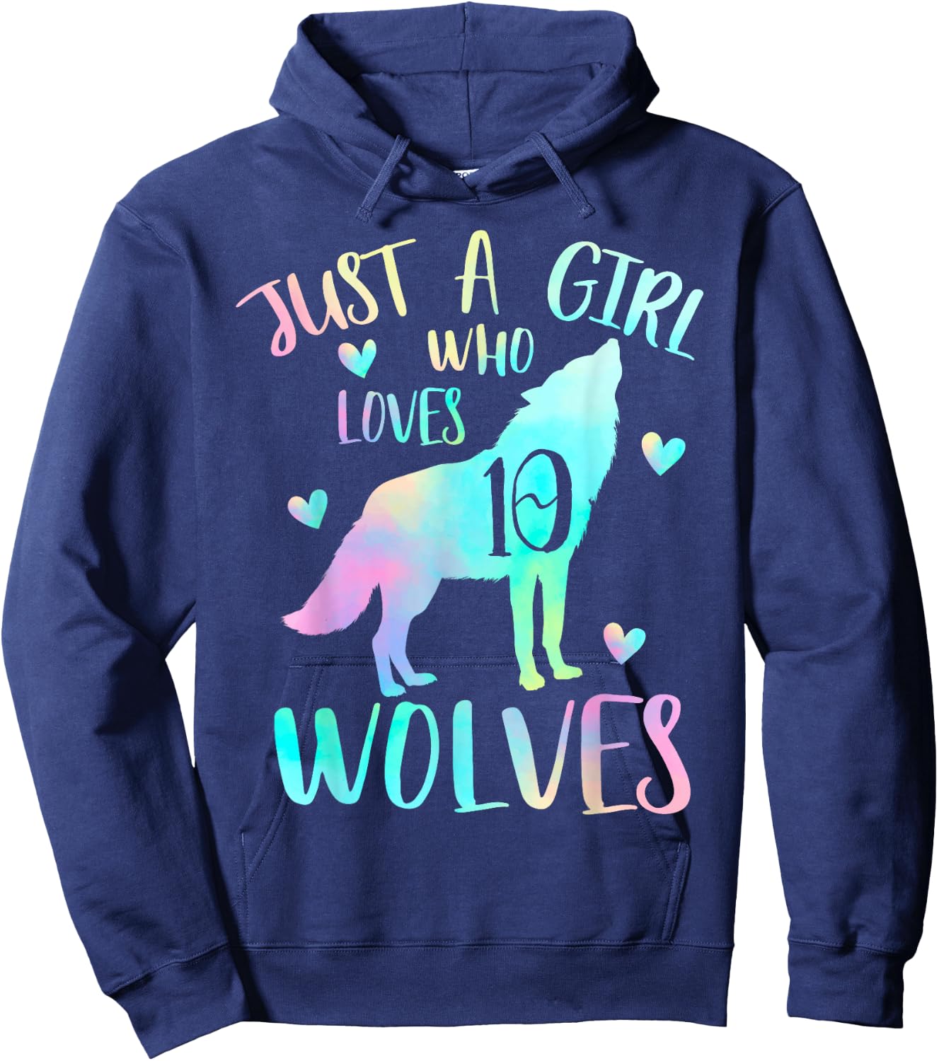 10 Year Wolf Birthday Theme - Just a Girl Who Loves wolves Hoodie - Hoodie | Navy