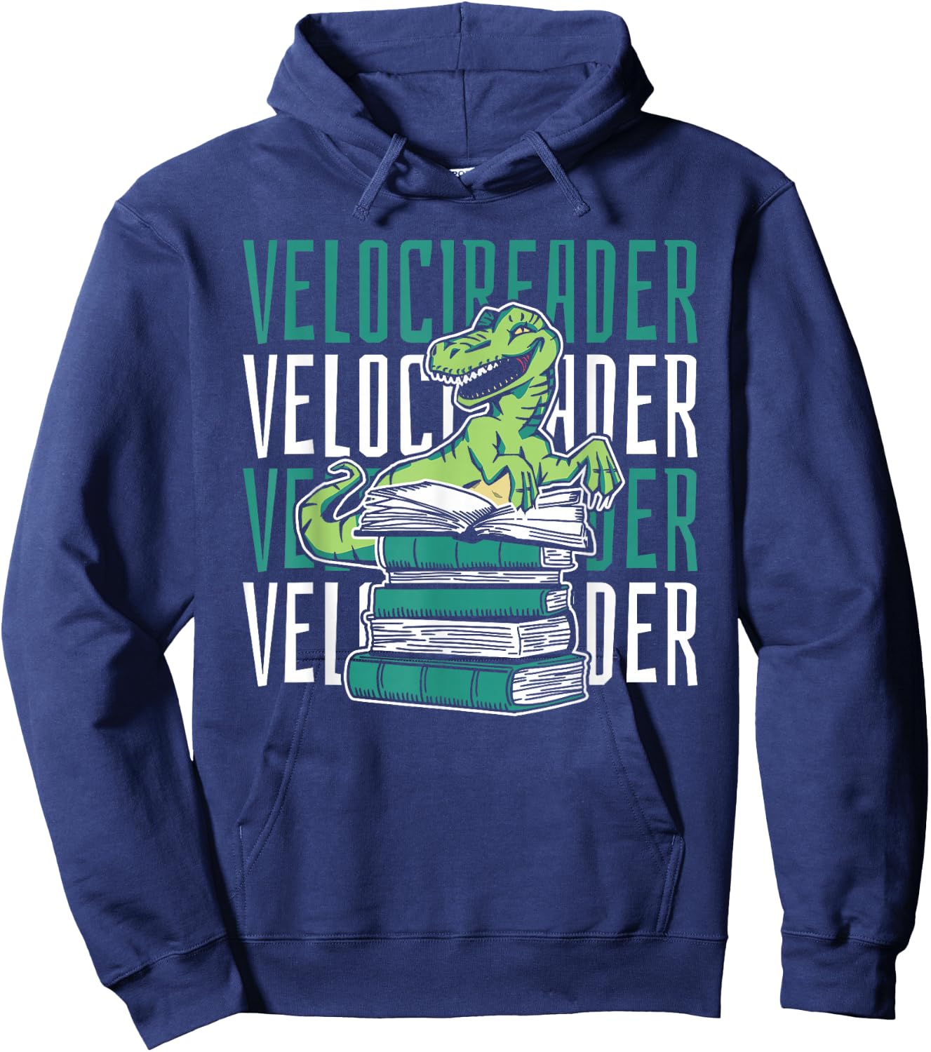 Velocireader Novel - Writer Bookworm Books Dinosaur Reading Hoodie - Hoodie | Navy