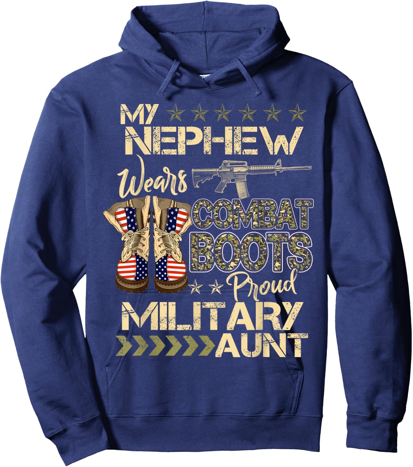 My Nephew Wears Combat Boots - Proud Military Aunt Gifts Hoodie - Hoodie | Navy