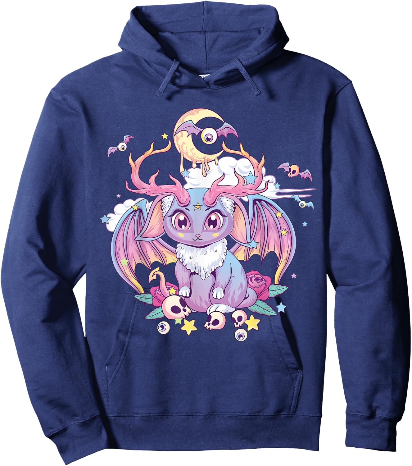 Pastel Goth Creepy Occult Satanic Jackalope Kawaii Menhera Hoodie - Hoodie | Navy