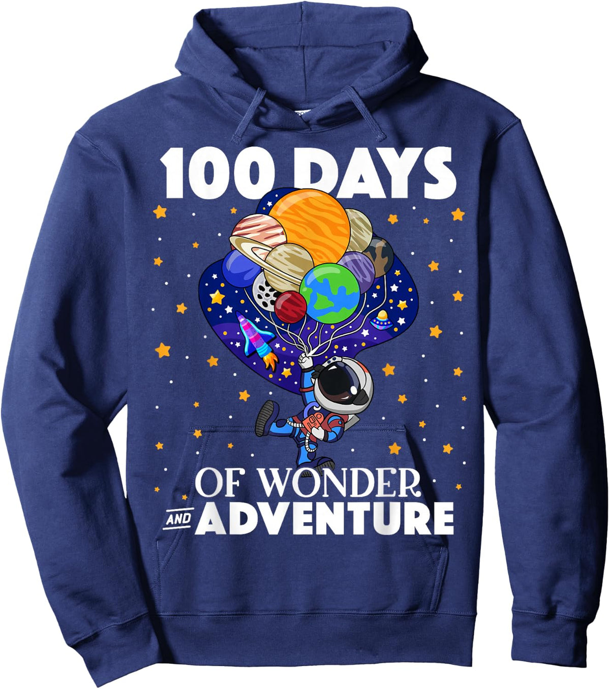 100 Days of School Astronaut Space Boys Kids 100th Day Hoodie - Hoodie | Navy