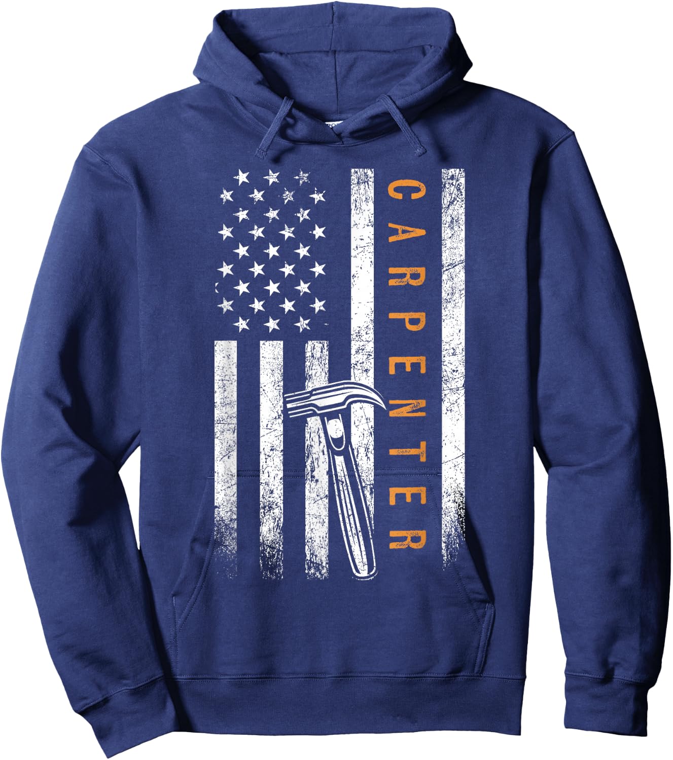 Carpenter American Flag Design Woodworking Carpentry Hoodie - Hoodie | Navy