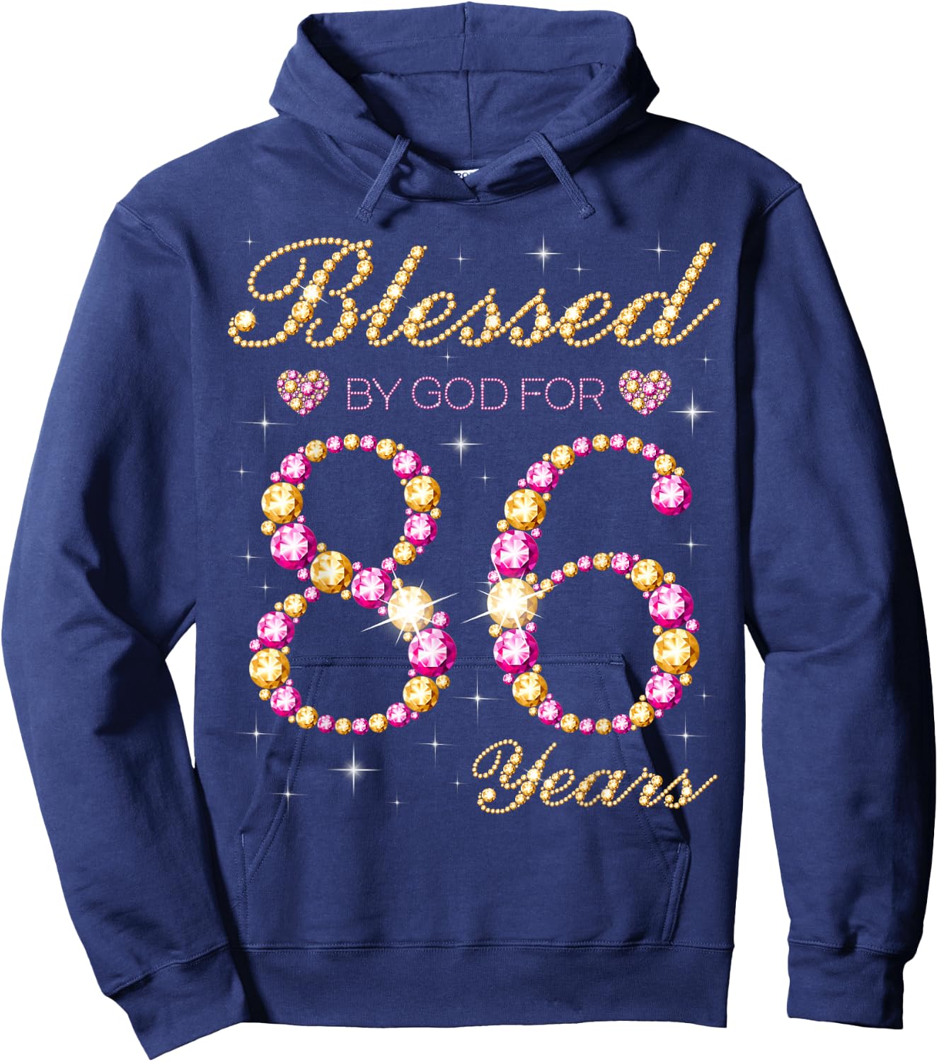 Blessed By God For 86 Years Old Birthday Party Hoodie - Hoodie | Navy
