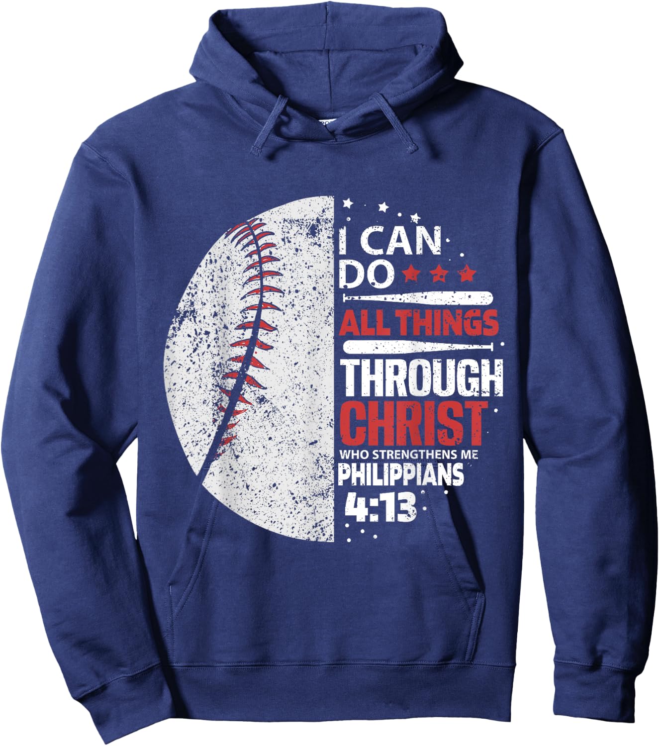 I can do all Things Through Christ - Religous Bible Baseball Hoodie - Hoodie | Navy