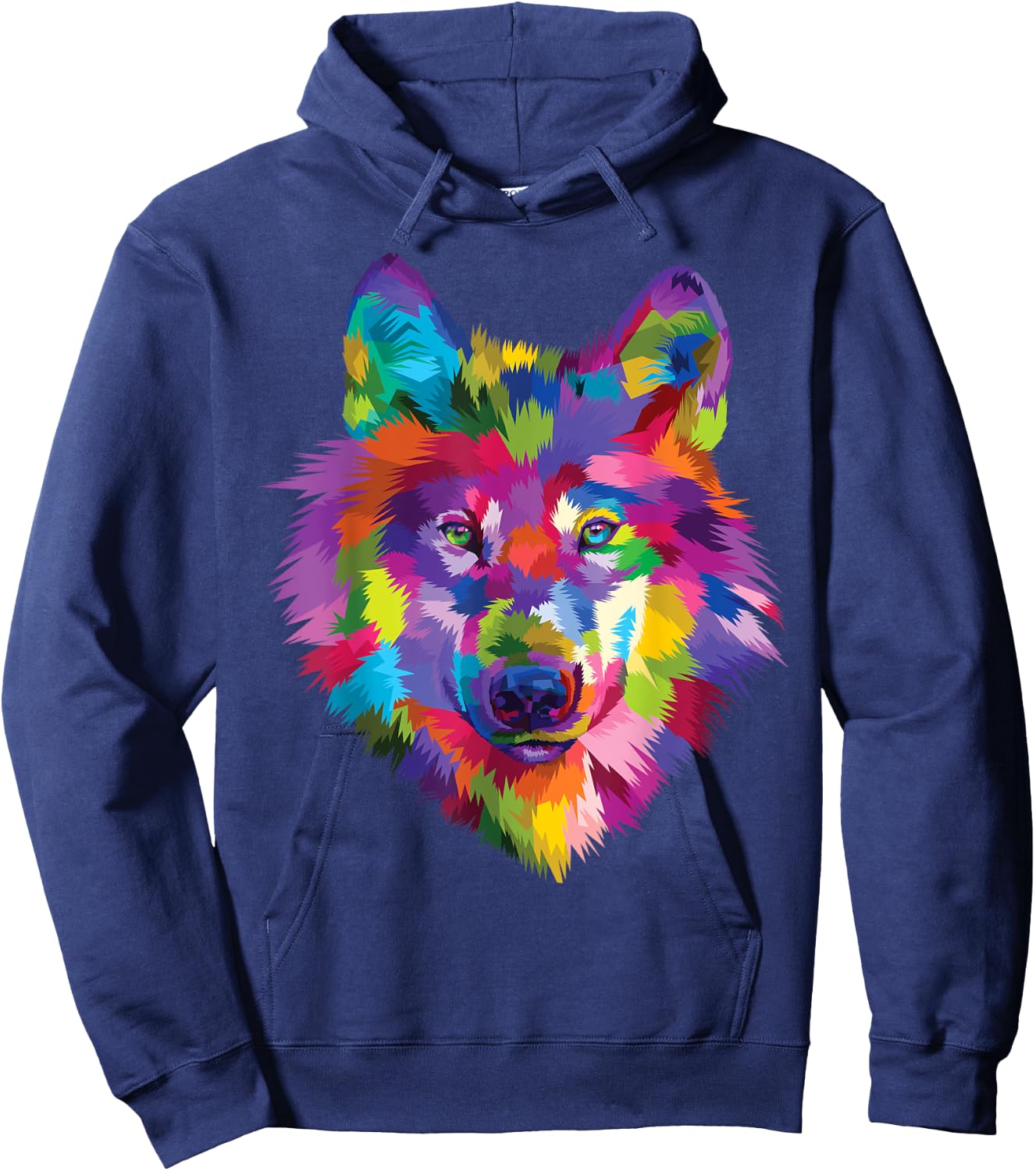 Wild Rainbow Wolf Vibrant Wilderness Canine Alpha Dog Hoodie - Hoodie | Navy