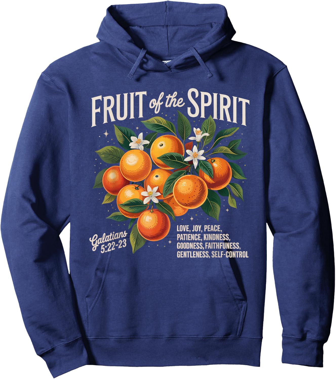 Christian Fruit Of Spirit Orange Flower Bible Verse Hoodie - Hoodie | Navy