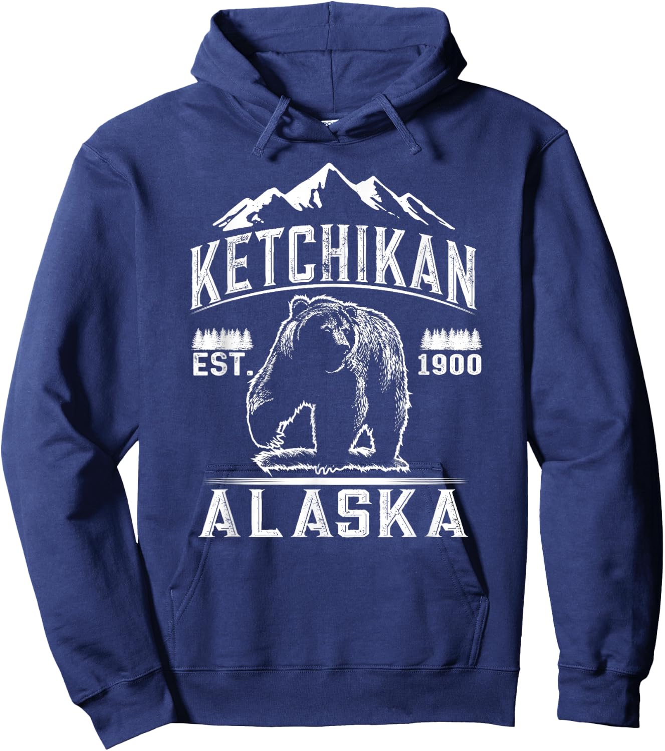 Bear Ketchikan Alaska T Shirt - Vintage Ketchikan AK Shirt Hoodie - Hoodie | Navy