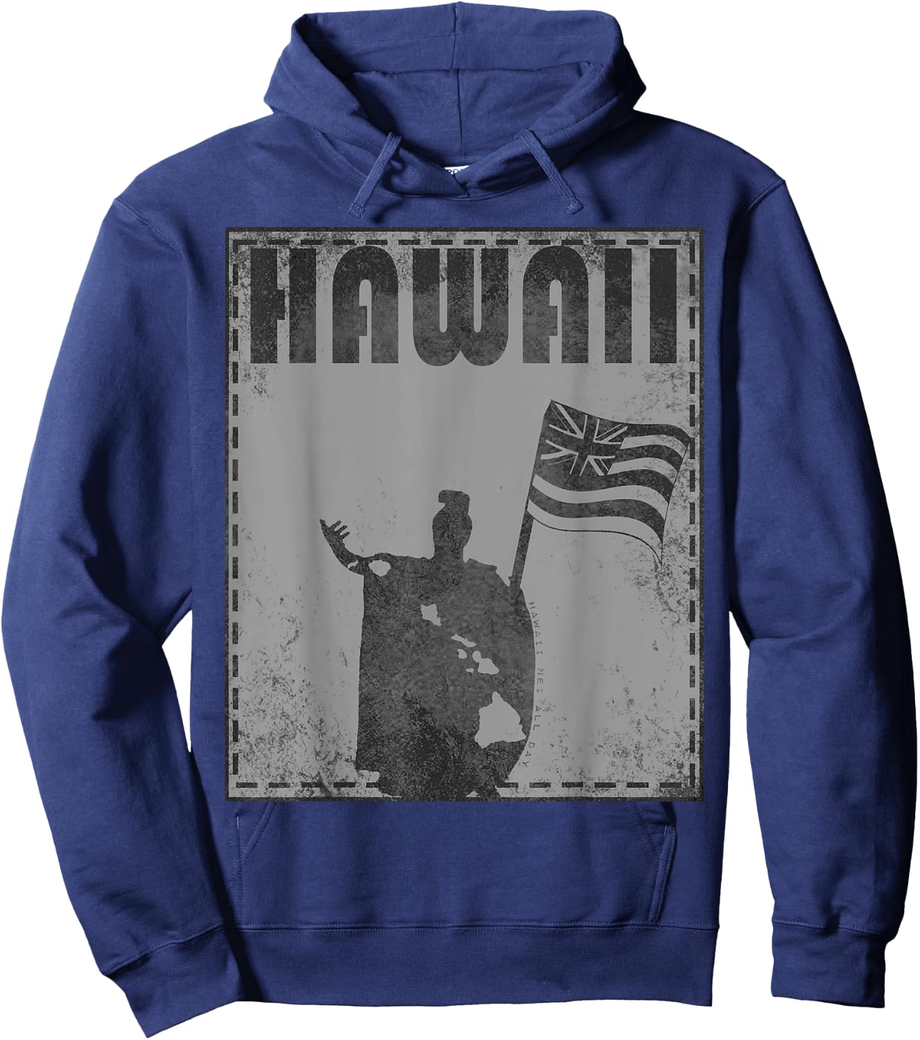 Hawaii King Kamehameha RS(black) by Hawaii Nei All Day Hoodie - Hoodie | Navy