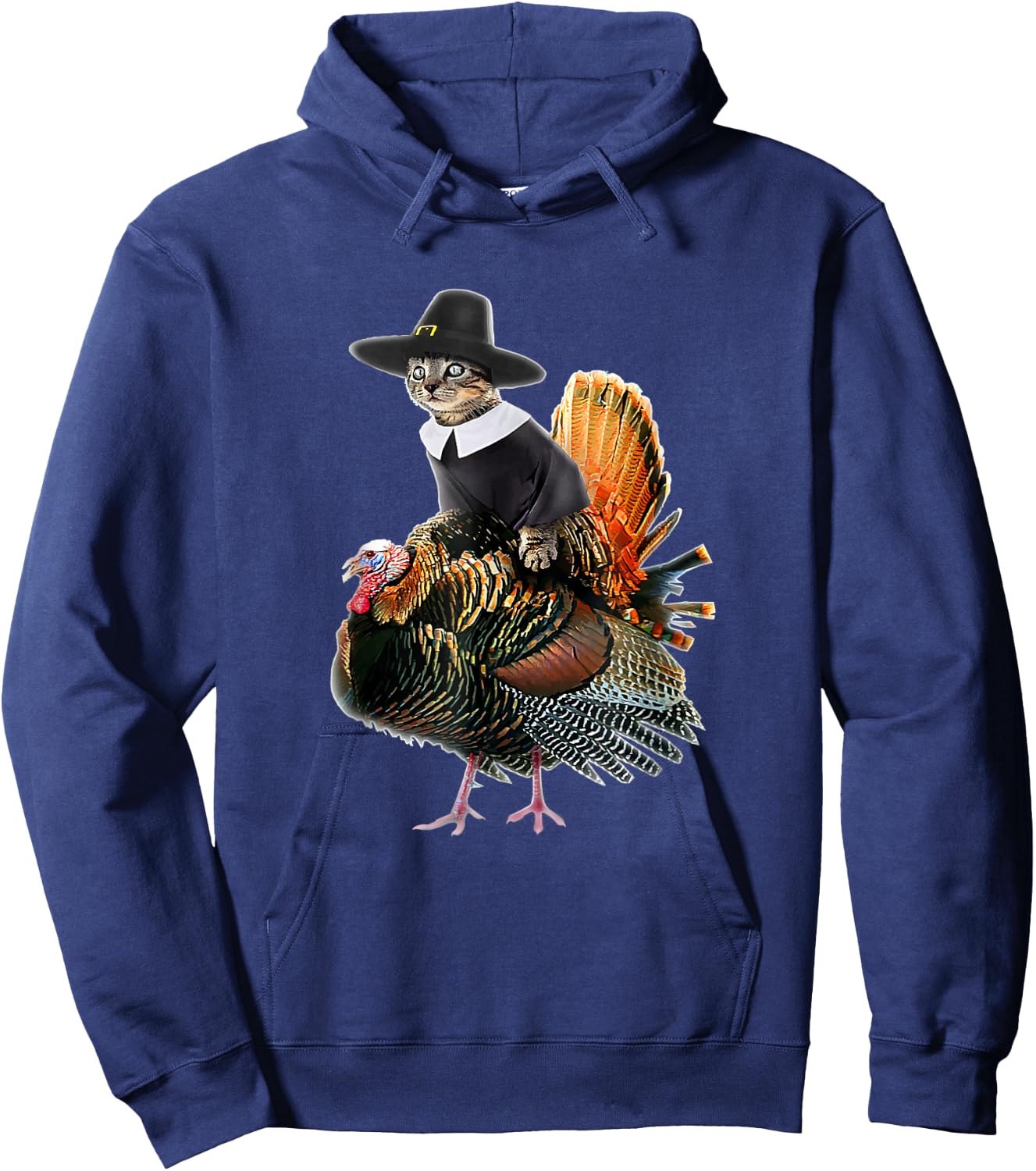 Thanksgiving Cat Pilgrim Costume Thanksgiving Turkey Hoodie - Hoodie | Navy