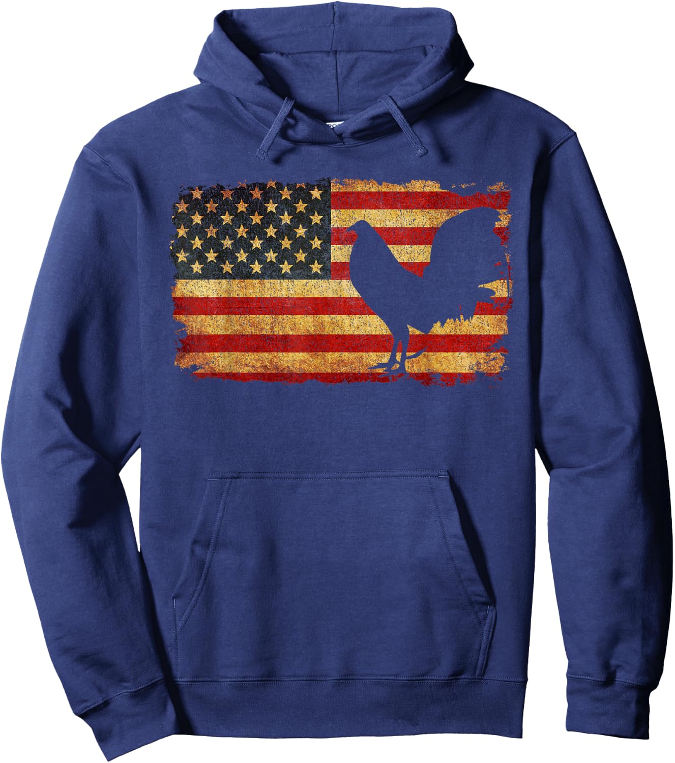 Vintage US Flag Cock Fight T Shirt Hoodie - Hoodie | Navy