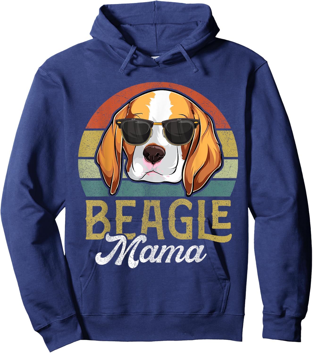 Retro Beagle Mama Shirt Women, Mothers Day Dog Mom Hoodie - Hoodie | Navy
