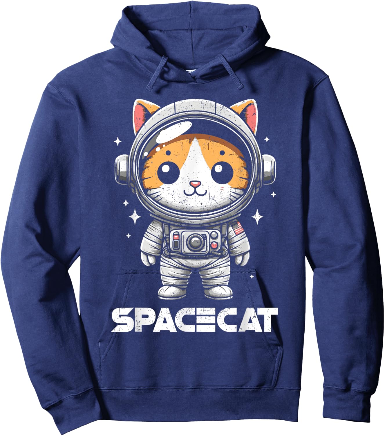 Spacecat Astronaut Cat Kitten Spaceman Cosmonaut Distressed Hoodie - Hoodie | Navy