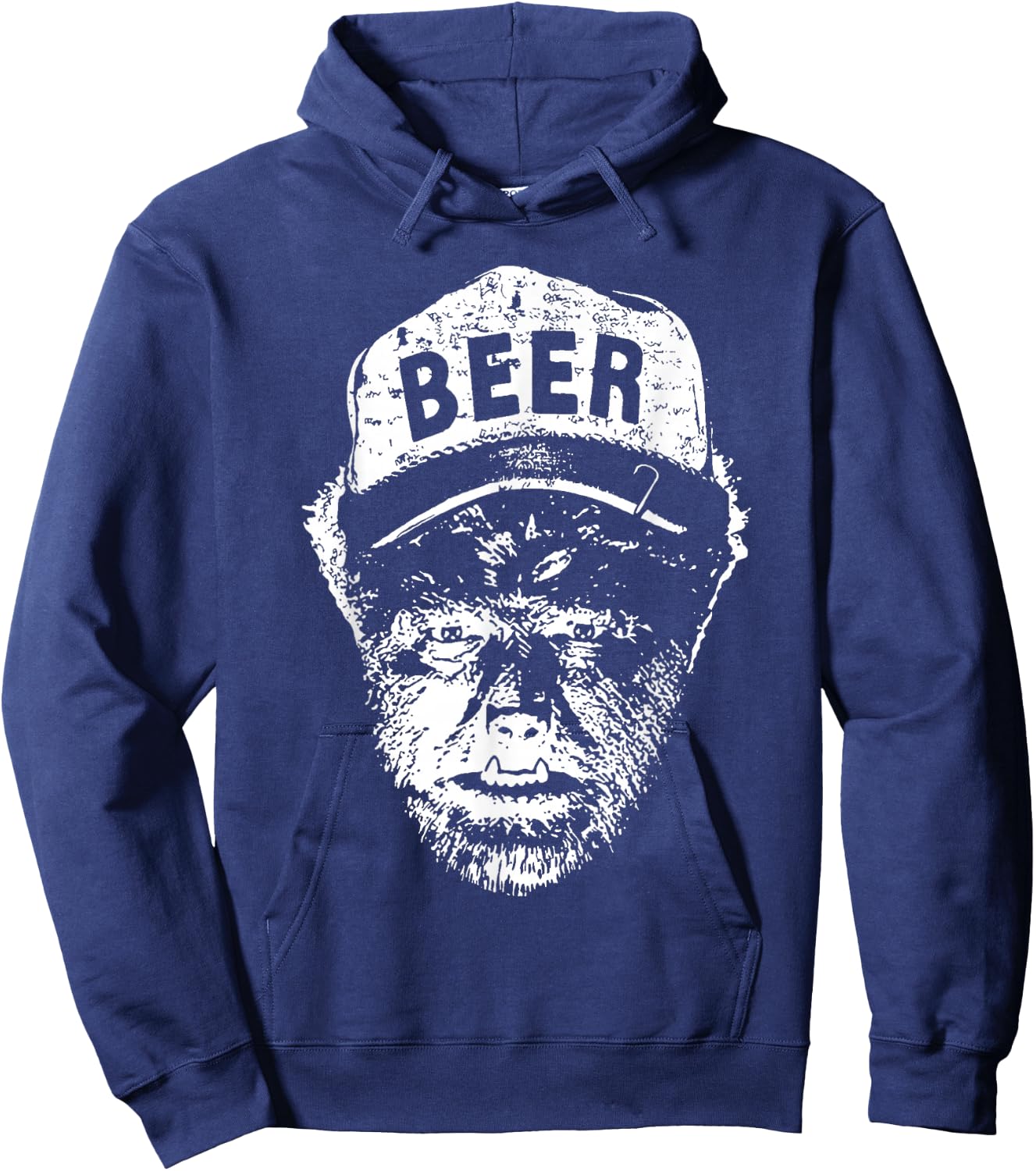 Vintage Wolfman Retro Horror Monster Werewolf Drinking Beer Hoodie - Hoodie | Navy