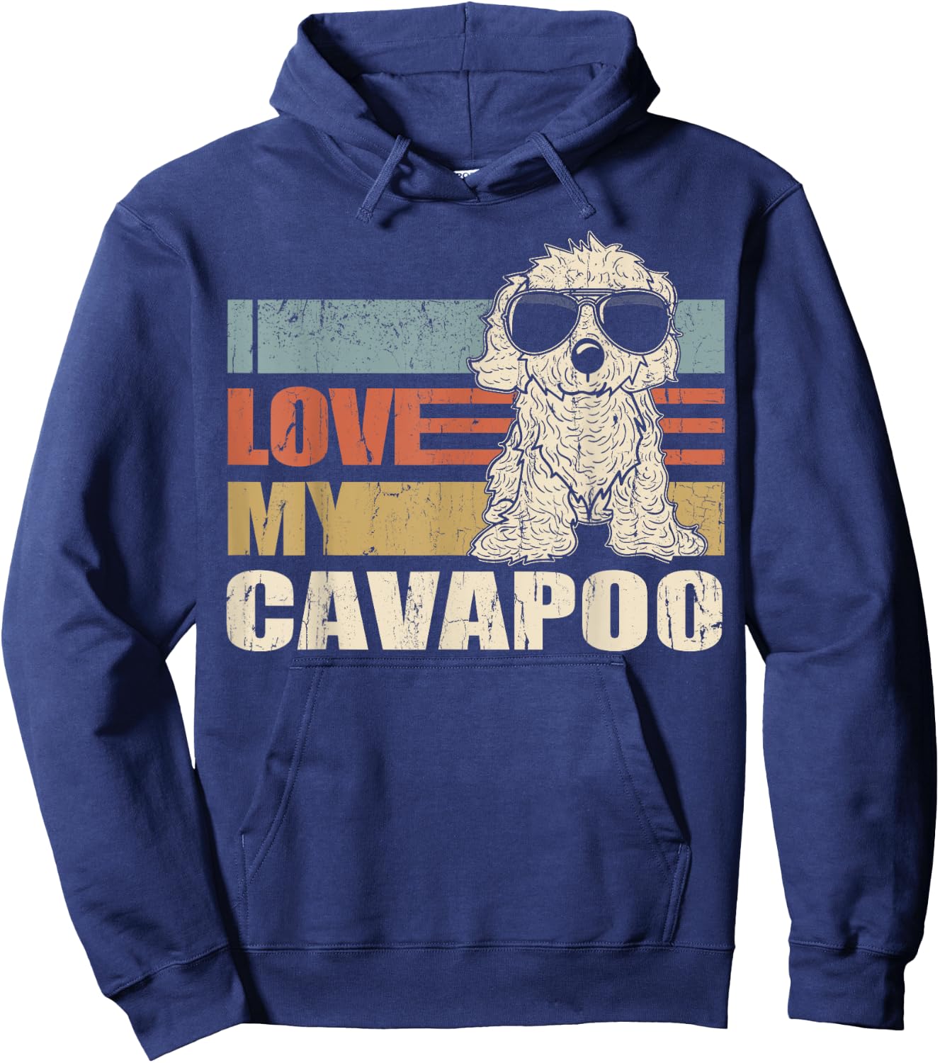 I Love My Cavapoo Cool Dog Vintage Retro Women Girls Kids Hoodie - Hoodie | Navy