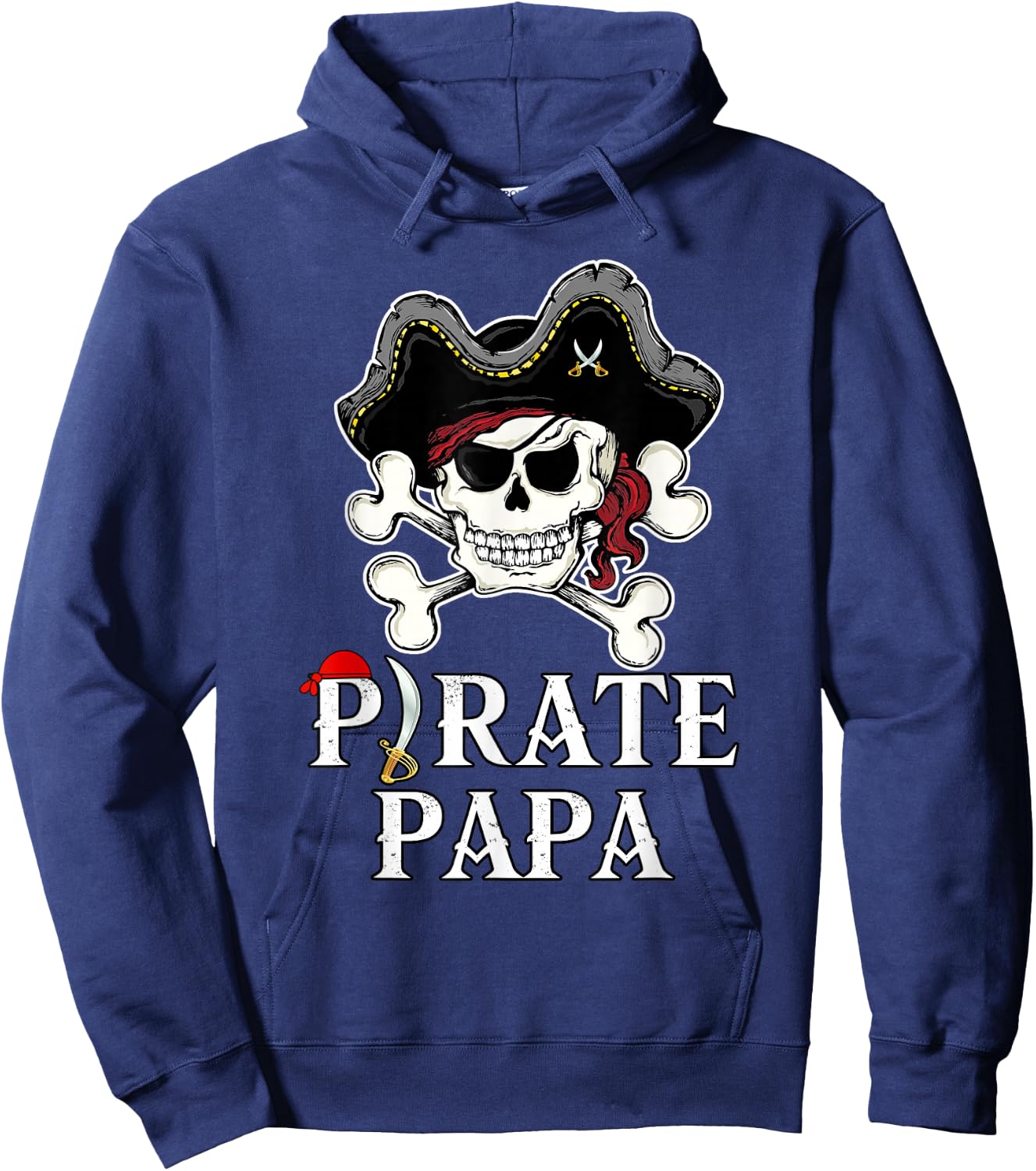 Pirate Papa Costume Jolly Roger Crossbones Funny Pirate Dad Hoodie - Hoodie | Navy