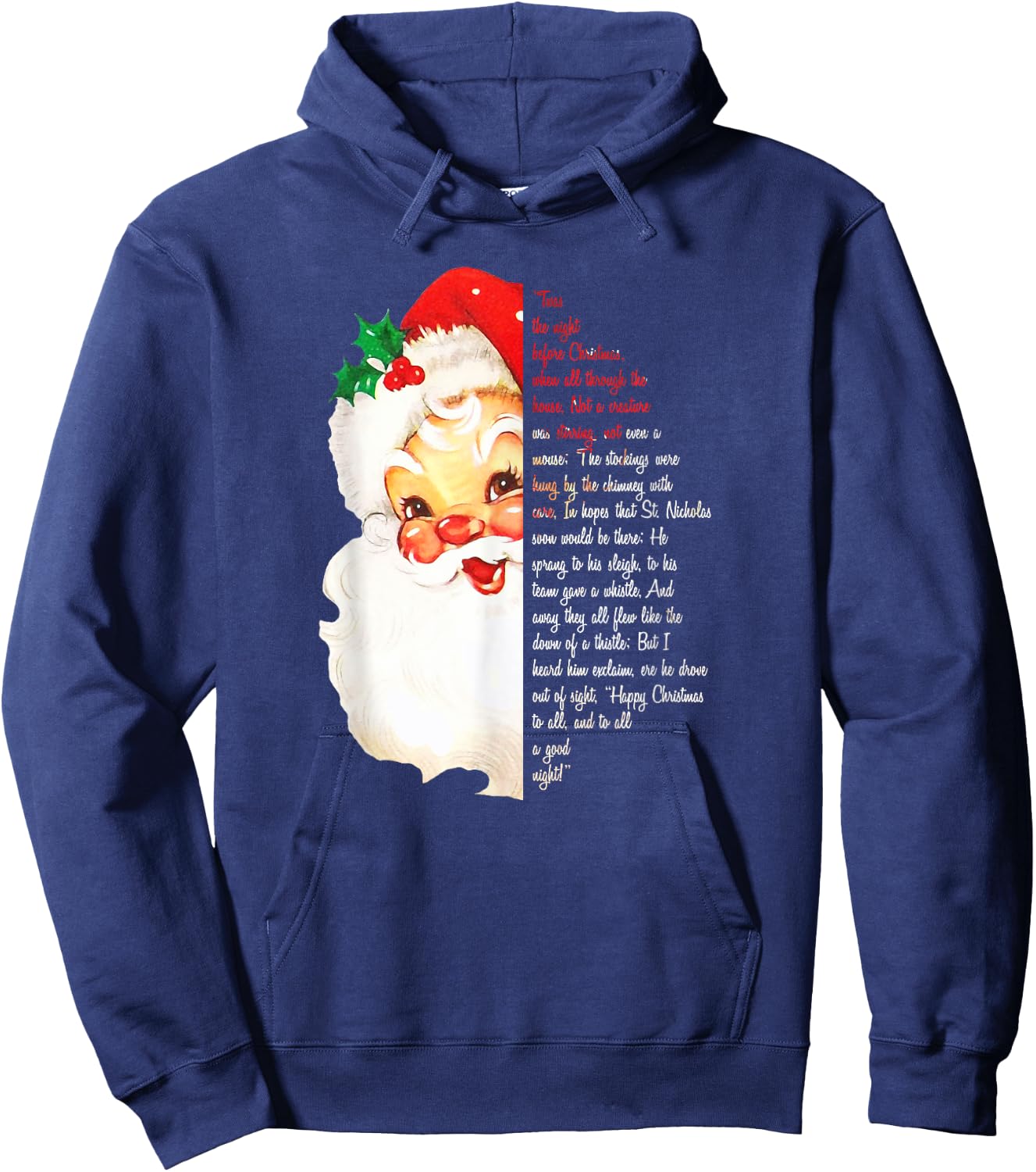 Santa Twas the Night Before Christmas Matching Pajamas Hoodie - Hoodie | Navy