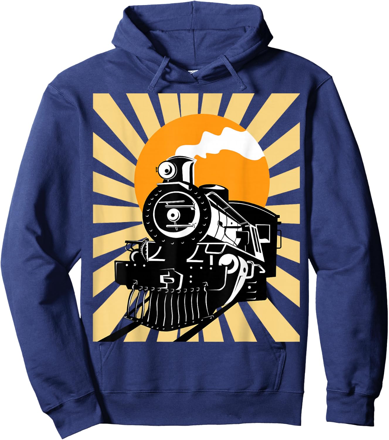 Vintage Train Shirt - Steam Locomotive Hoodie - Hoodie | Navy