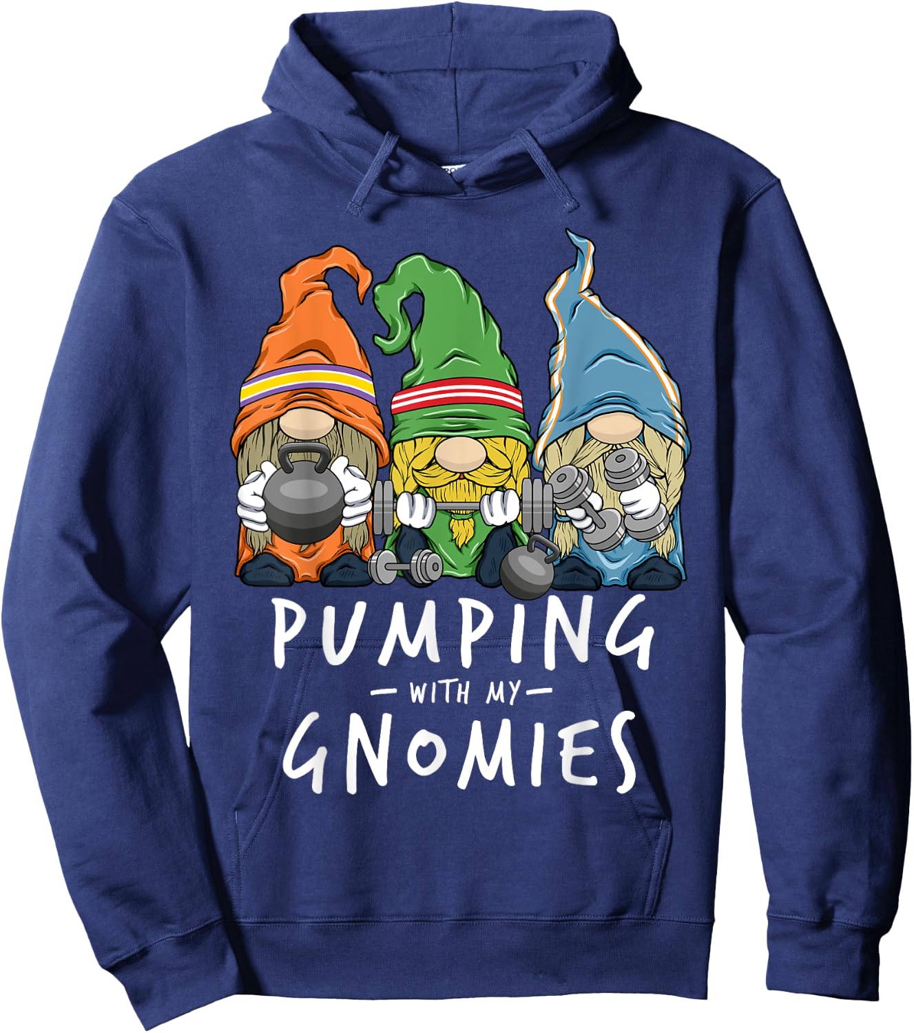 Gym Gnomes Pumping with My Gnomies Workout Fitness Men Women Hoodie - Hoodie | Navy