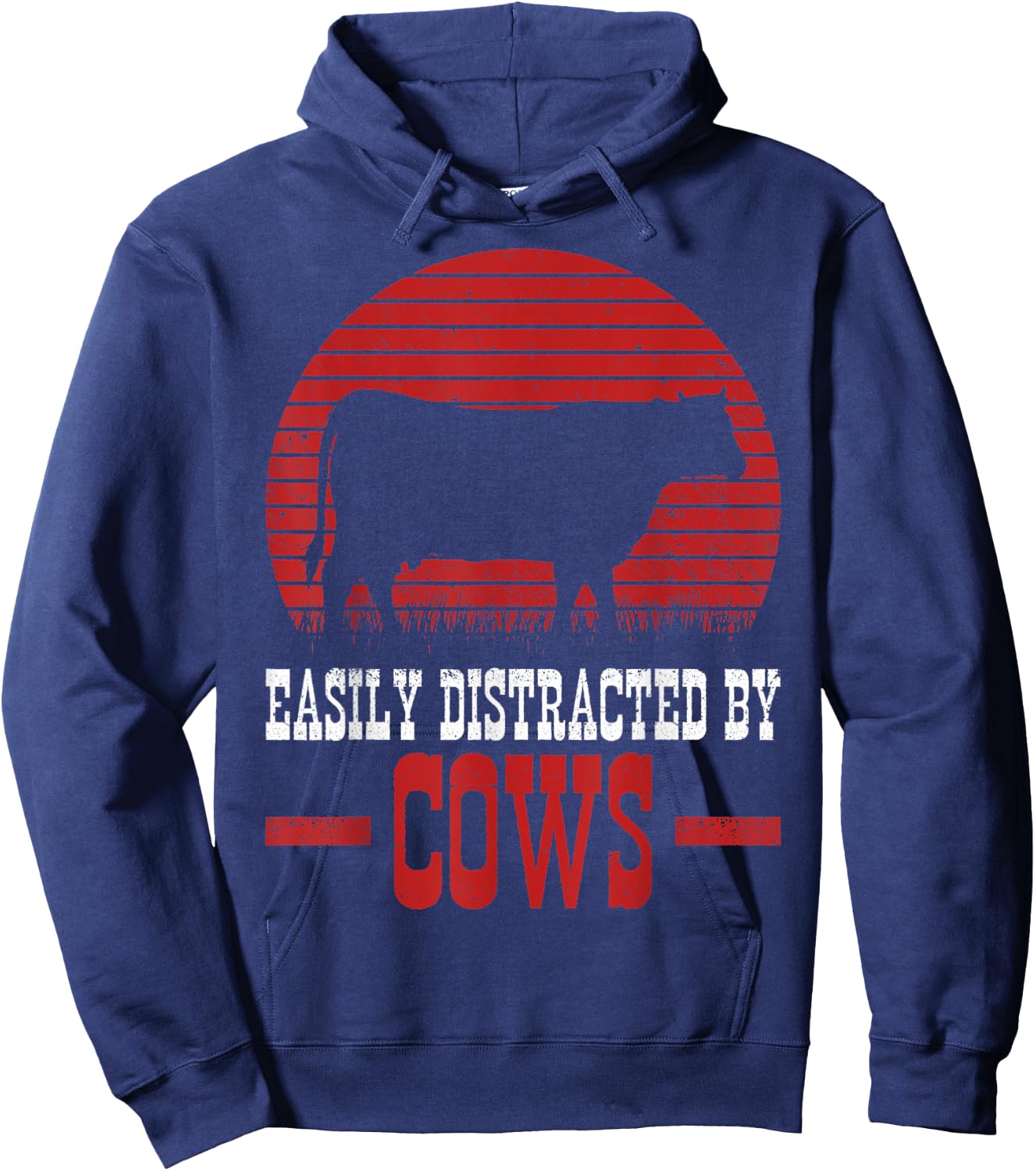 Easily Distracted By Cows Cow Owners Cow Farmers Cow Lovers Hoodie - Hoodie | Navy