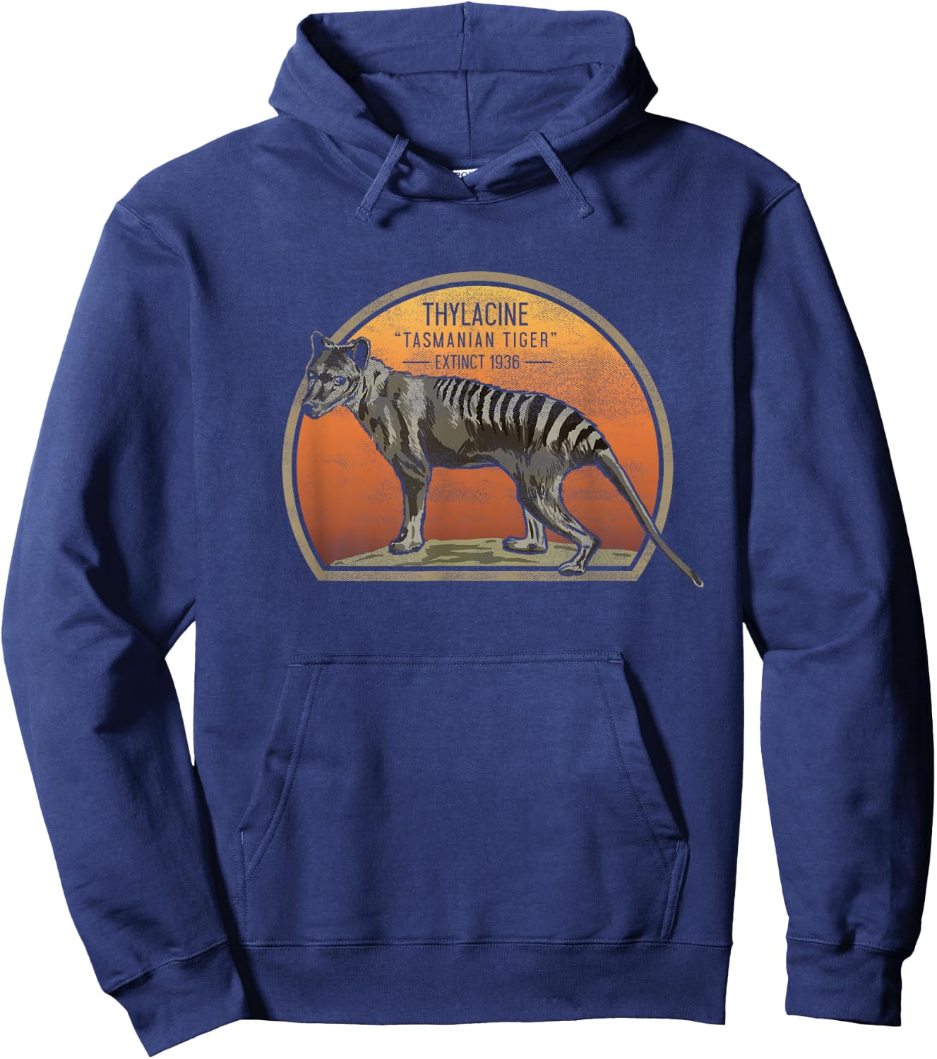 Tasmanian Tiger Tylacine Wolf Australian Extinct Art Picture Hoodie - Hoodie | Navy