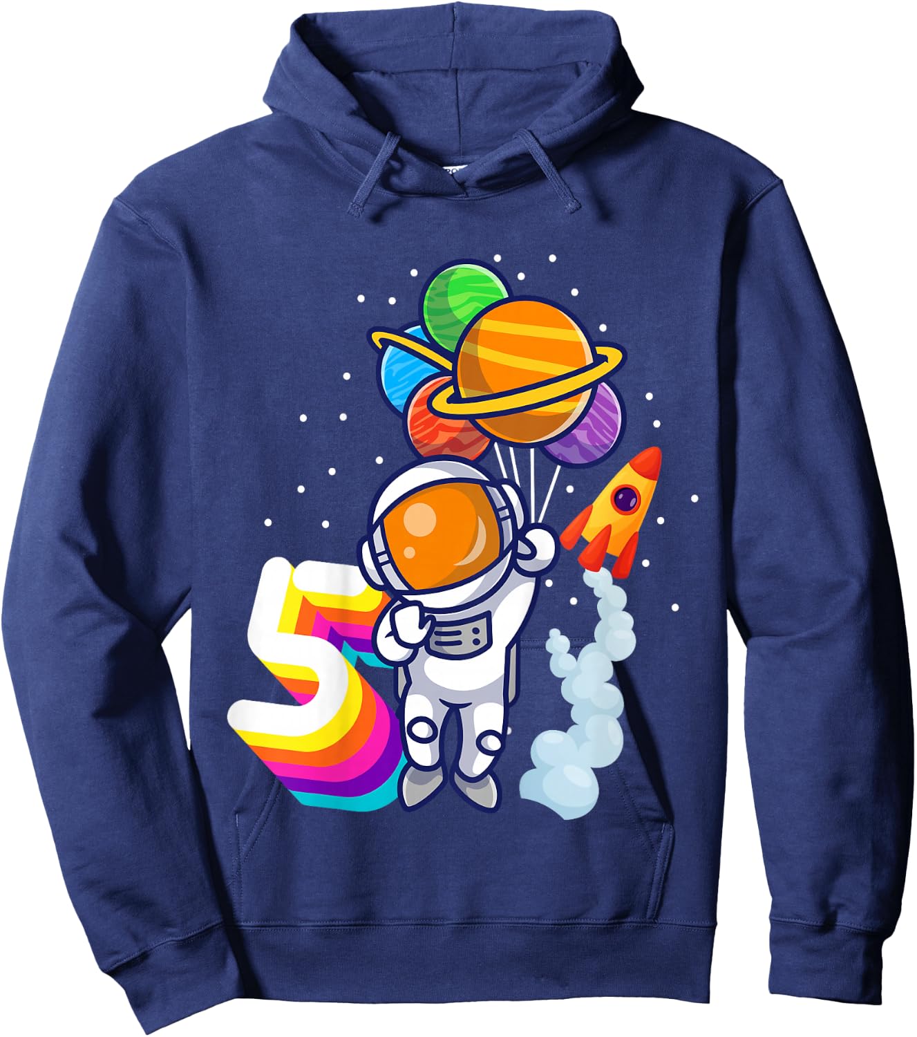 5th Birthday Boy Astronaut 5 Years Space Travel Space Hoodie - Hoodie | Navy
