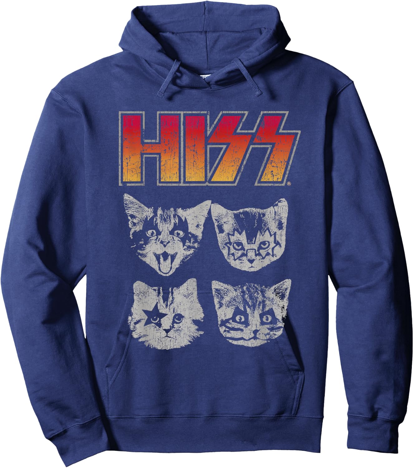 HISS Cat Funny Cats Kittens Rock Music Cat Lover Hiss , Black Hoodie - Hoodie | Navy