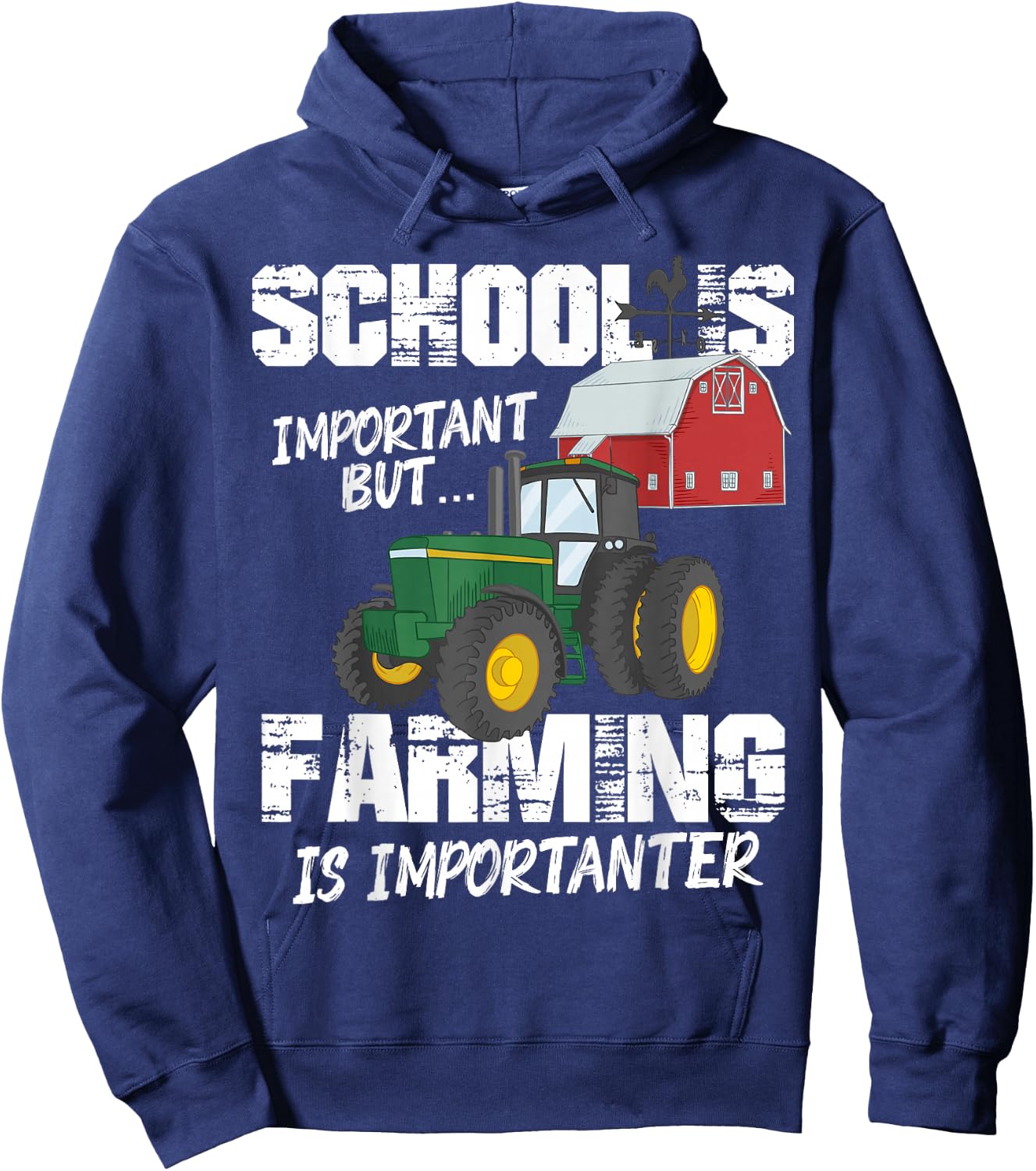 School Is Important But Farming Is Importanter Vintage Farm Hoodie - Hoodie | Navy