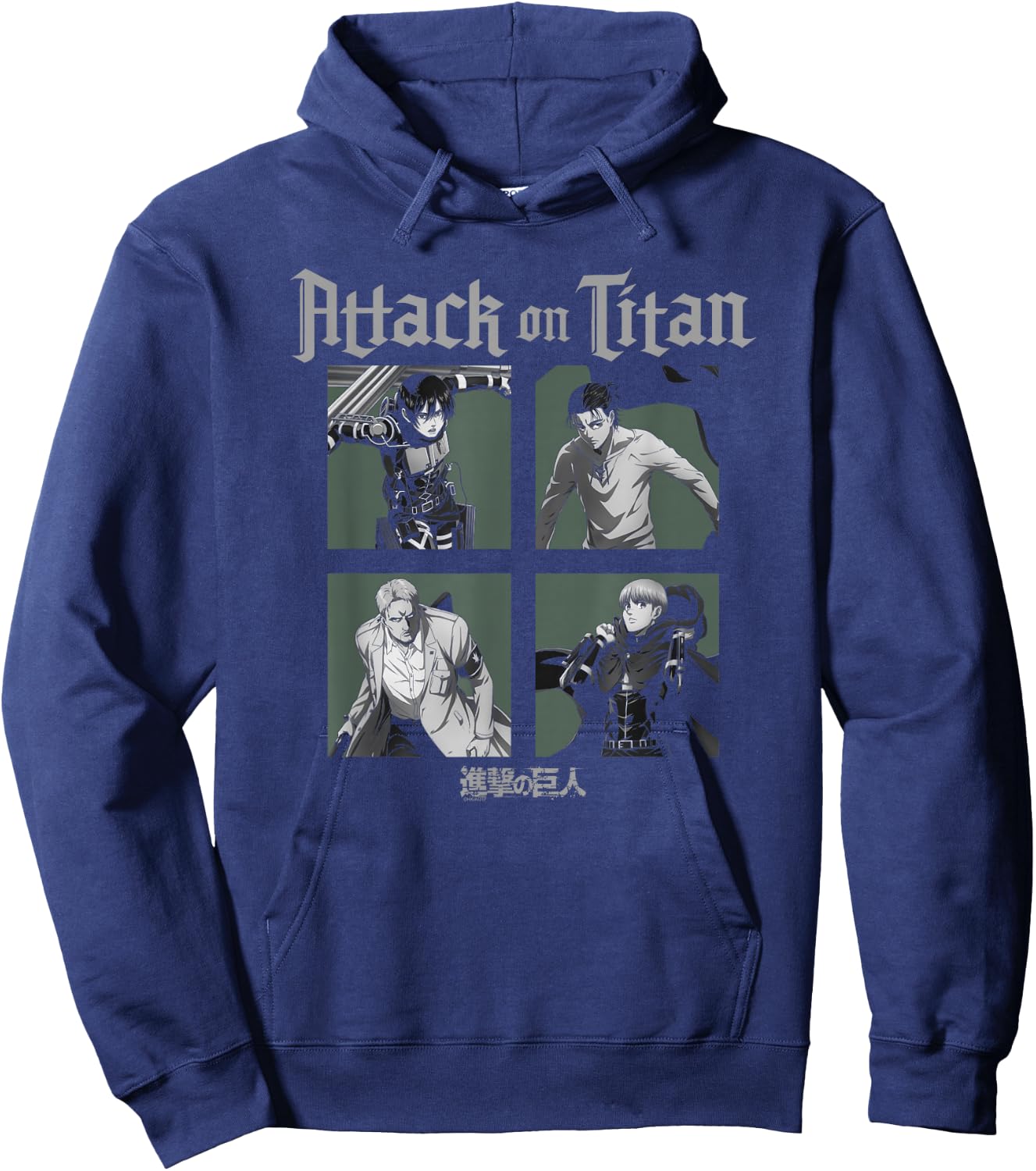 Attack on Titan Season 4 Character Portrait Squares Anime Hoodie - Hoodie | Navy