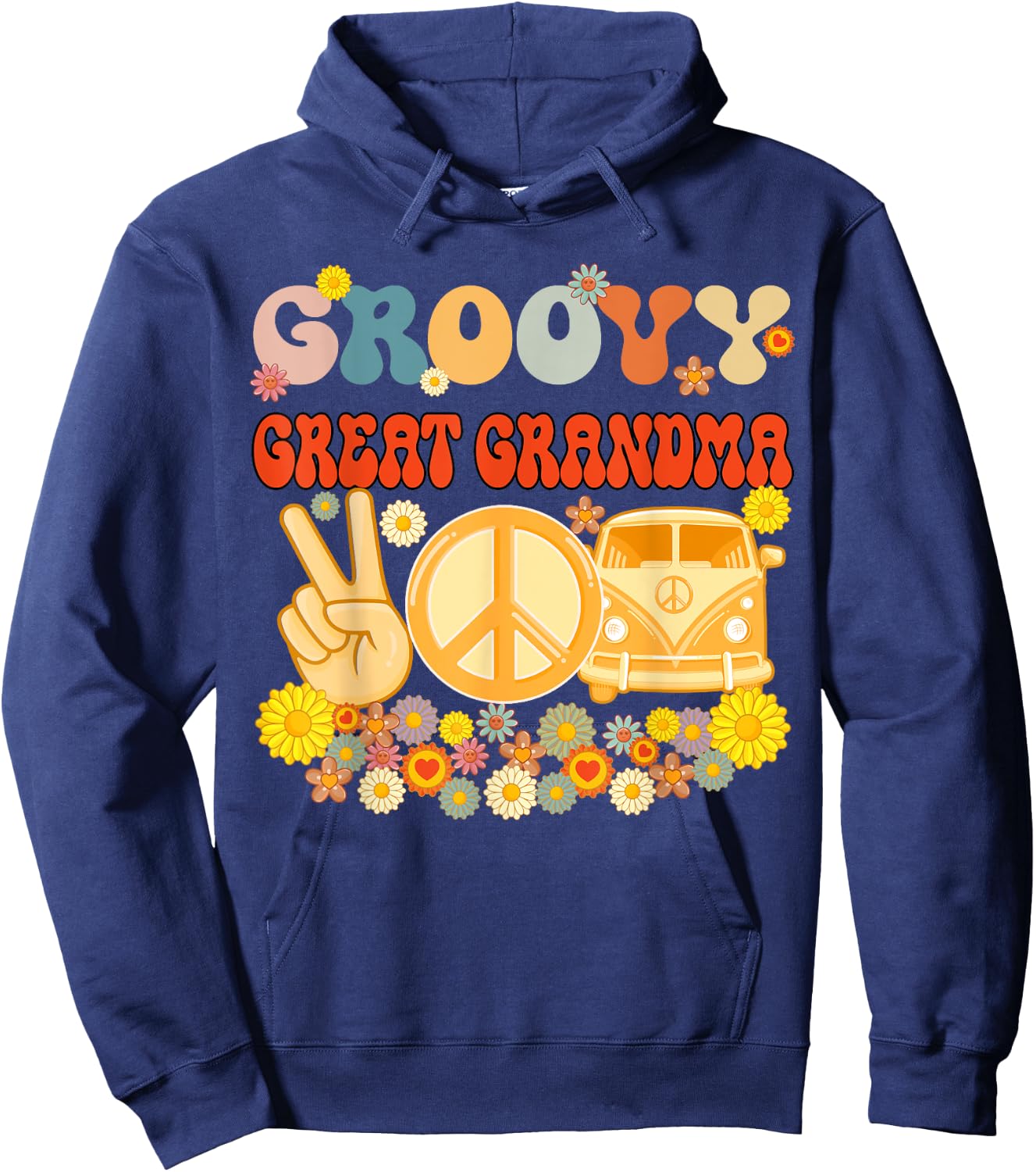 Groovy Great Grandma Retro Matching Family Baby Shower Hoodie - Hoodie | Navy