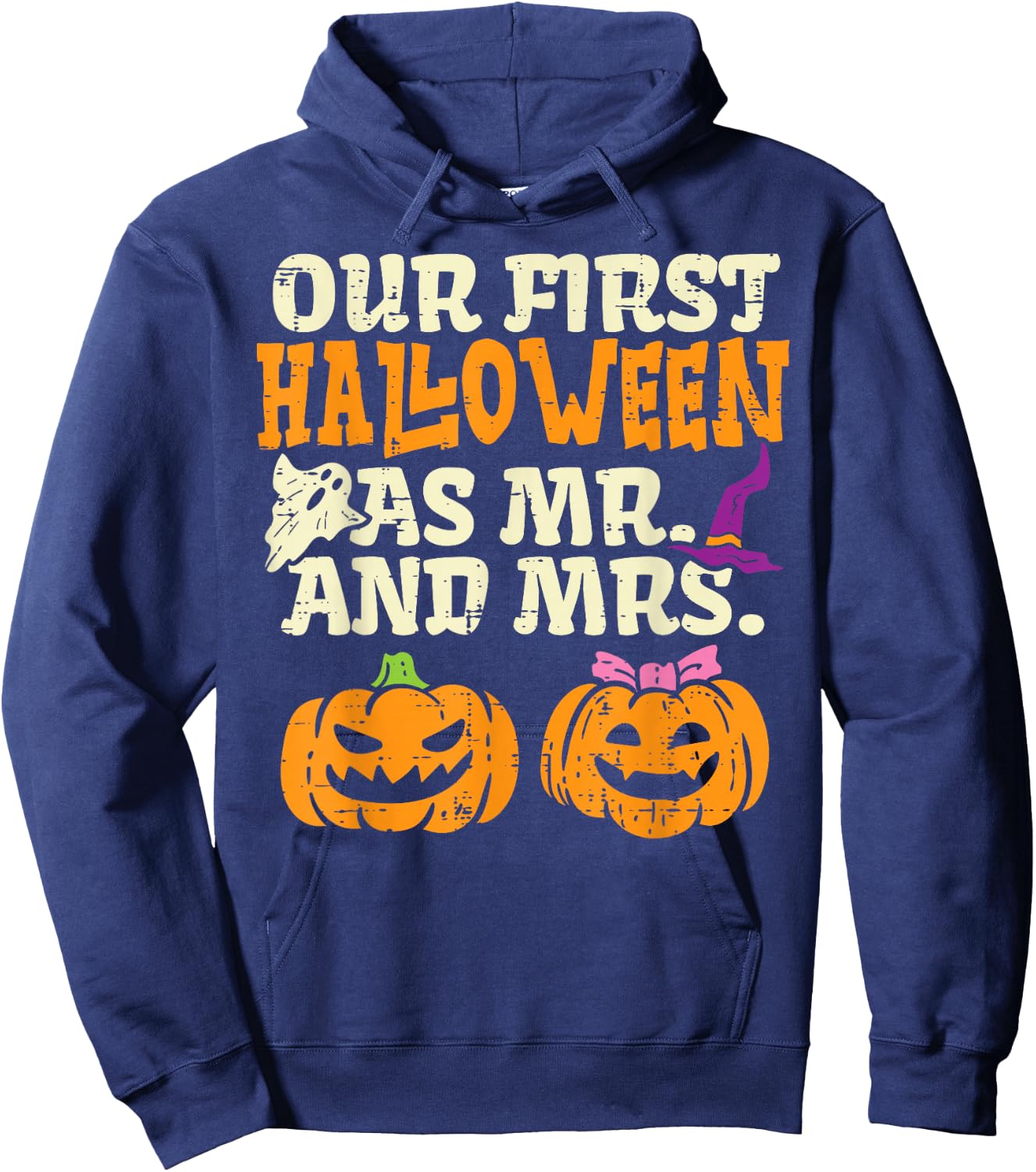 Our First Halloween As Mr And Mrs Halloween Couples Engaged Hoodie - Hoodie | Navy