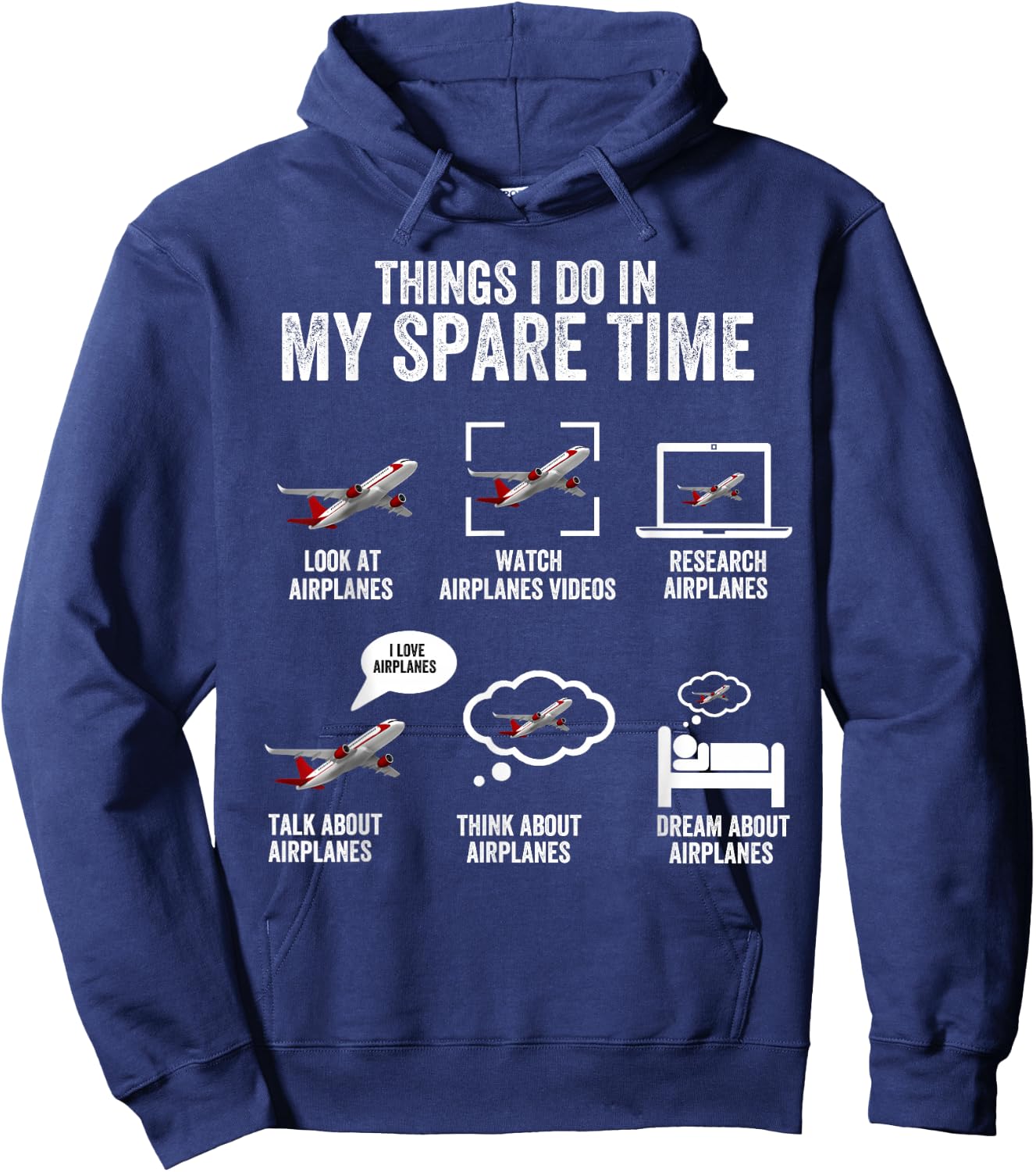 Things I do in my spare time Airplane Lover Pilot Aviation Hoodie - Hoodie | Navy