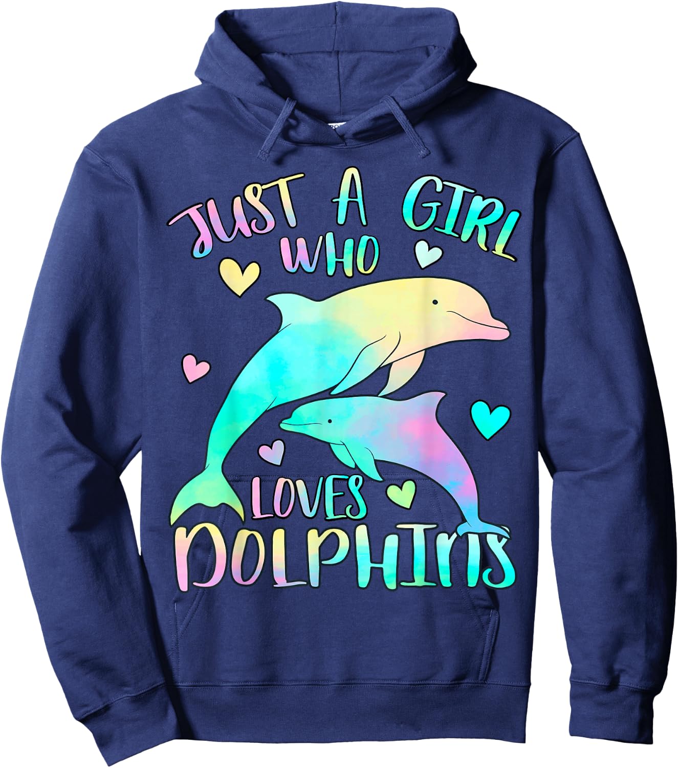Just a Girl Who Loves Dolphins Cute Girl Dolphin Lover Theme Hoodie - Hoodie | Navy